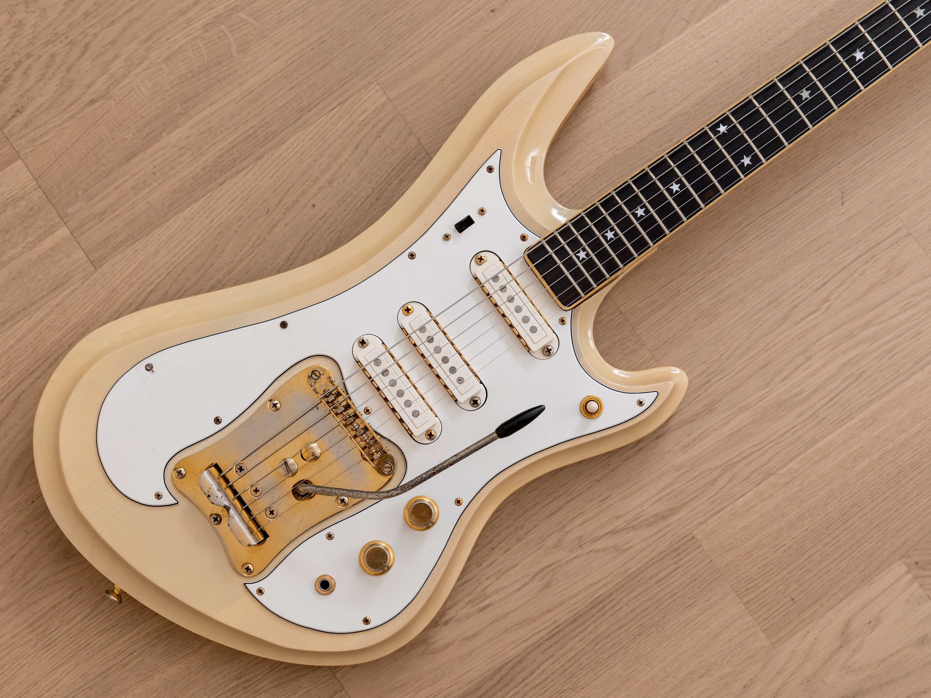 1970s Guyatone Sharp 5 LG-350T Custom Vintage Electric Guitar Blonde w/ Case, Japan