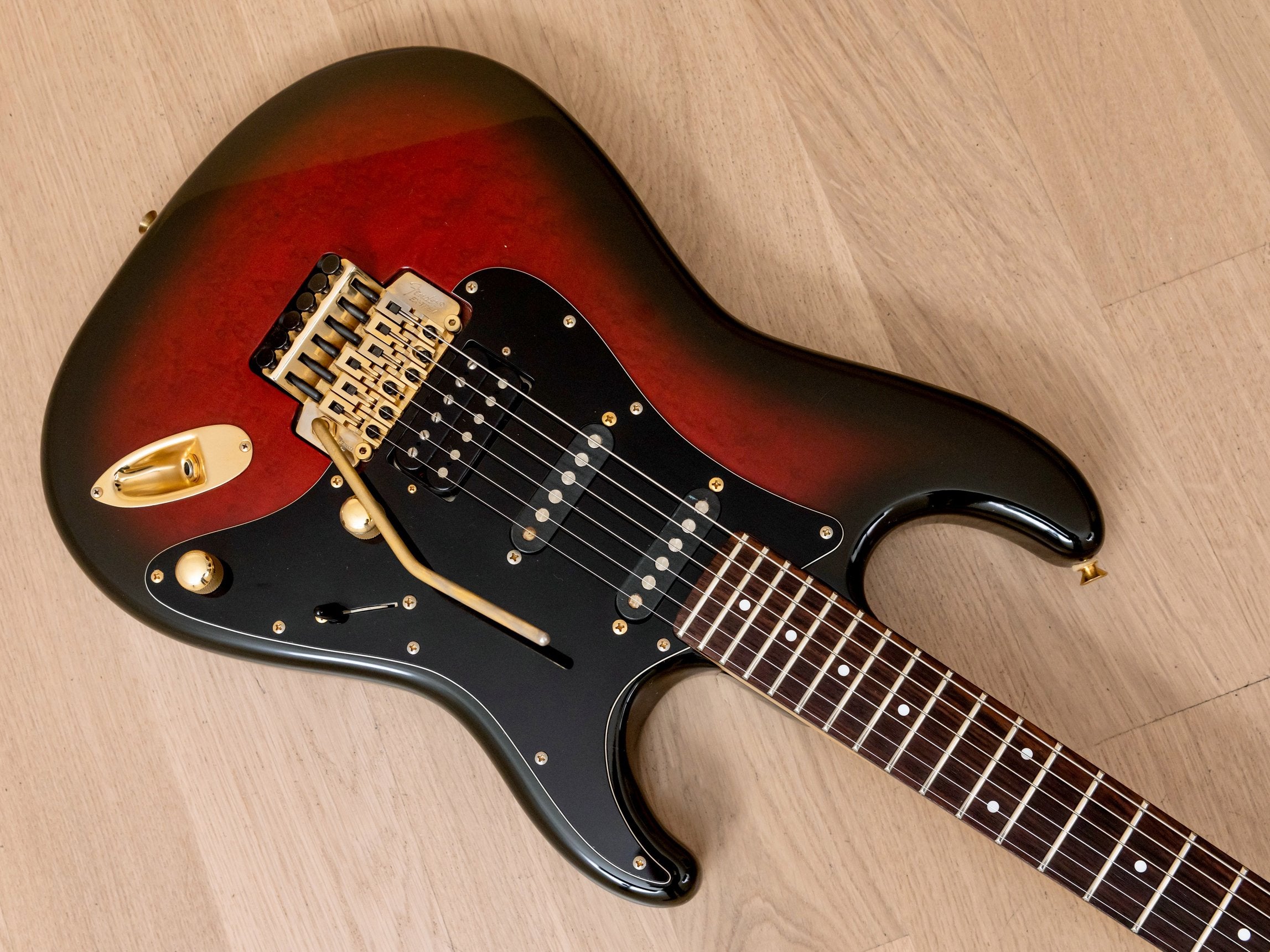 1990 Fender STR-680 Pro-Feel SSH Stratocaster Raspberry Burst w/ Floyd Rose, Japan MIJ Fujigen