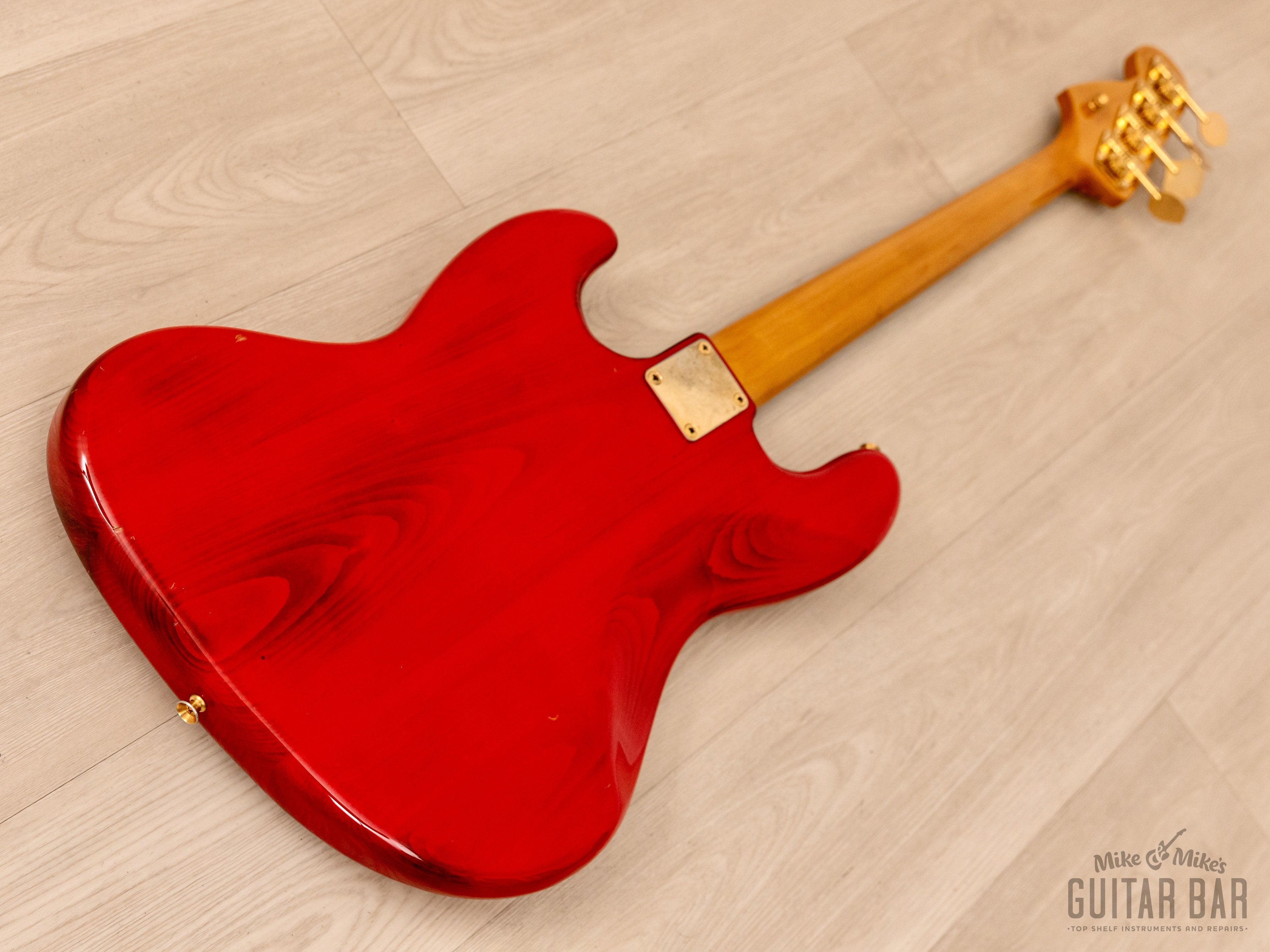 1993 Fender Custom Edition Jazz Bass JB62G-70 Clear Charcoal Red w/ Gold Hardware, Japan MIJ
