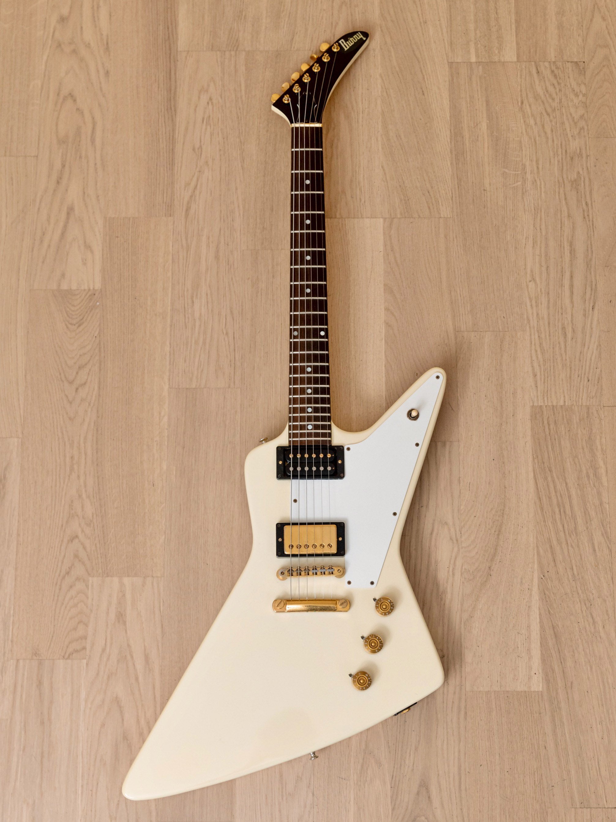 1990 Burny REX-80 Explorer Vintage Electric Guitar Alpine White Japan, Fernandes