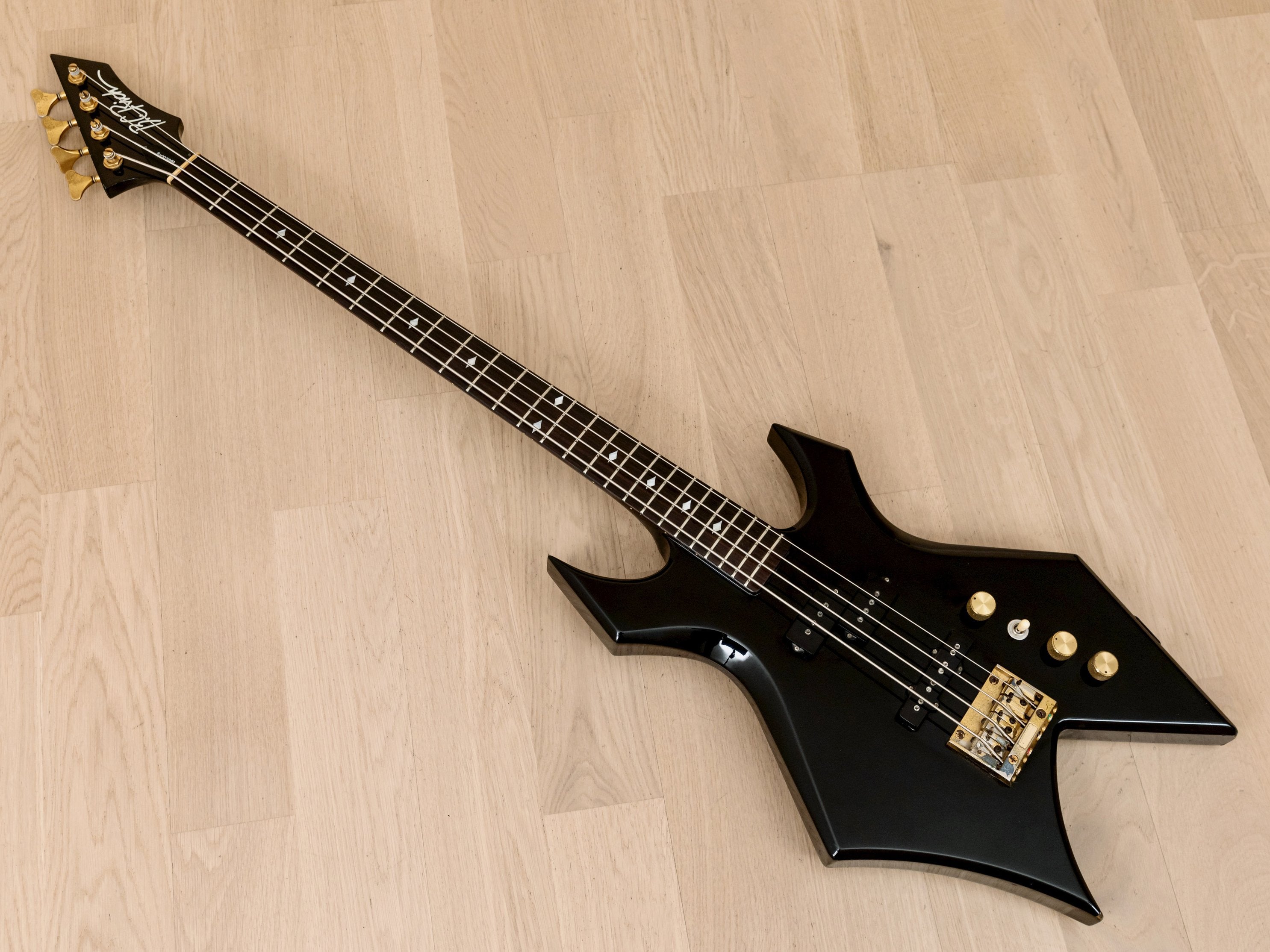 1980s BC Rich Warlock Bass WB-9987 Set Neck Vintage PJ Bass Black, Japan
