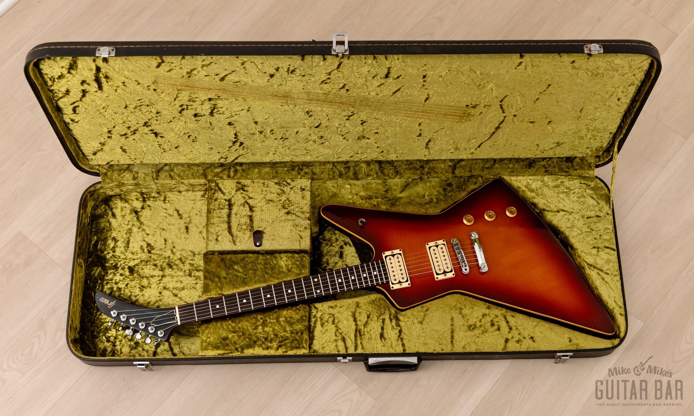 1978 Greco EX800HR Explorer Vintage Guitar Flame Maple Top w/ ESP Pickups & Case, Japan Fujigen