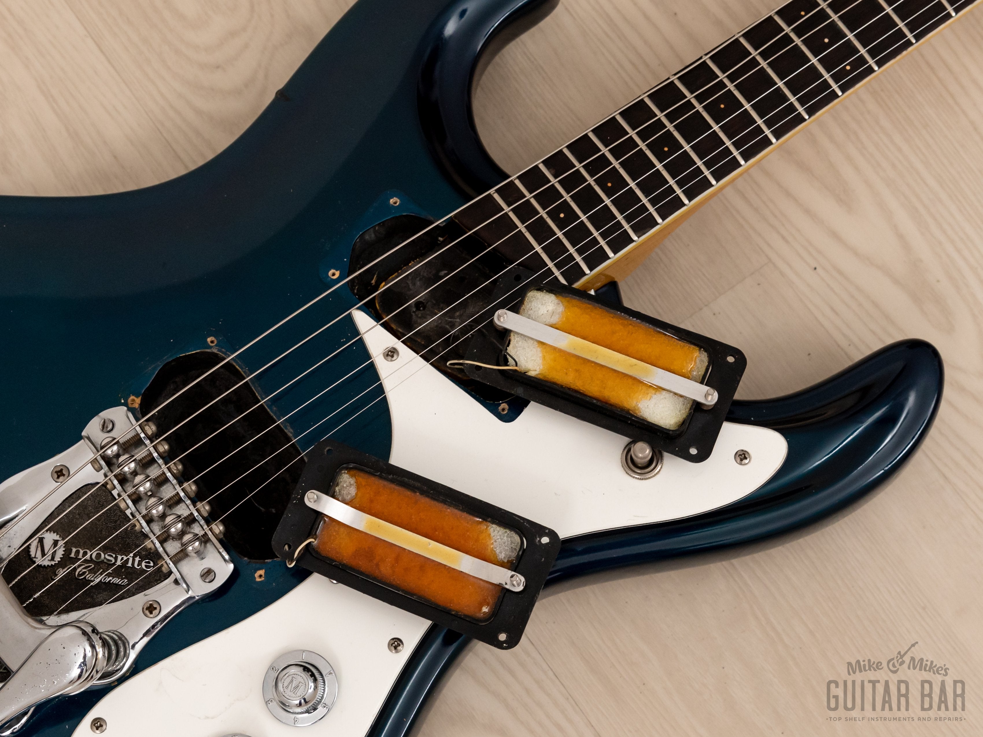 1965 Mosrite Ventures Model Vintage Electric Guitar, Ink Blue w/ Case & Strap