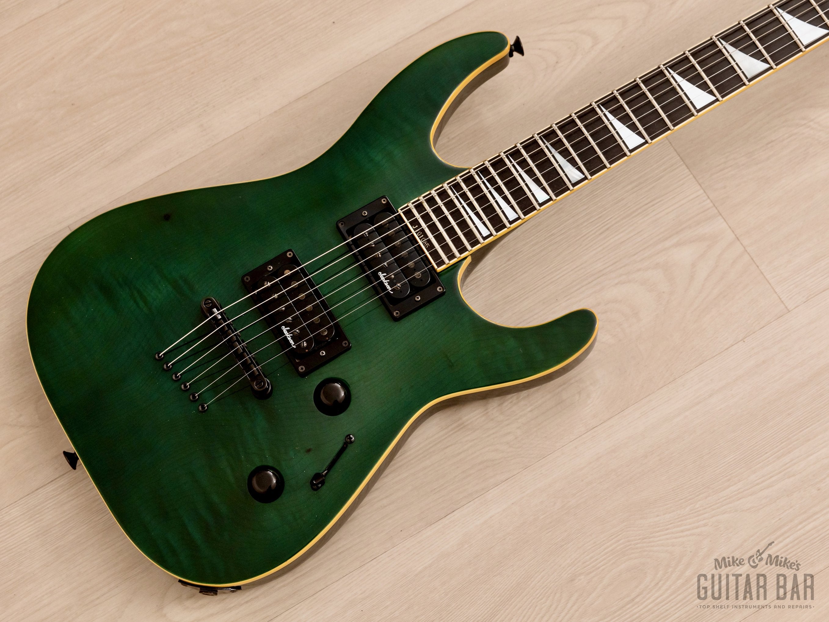 1991 Jackson Soloist Arched-Top Custom HH See-Through Green w/ Case & Tags, Japan