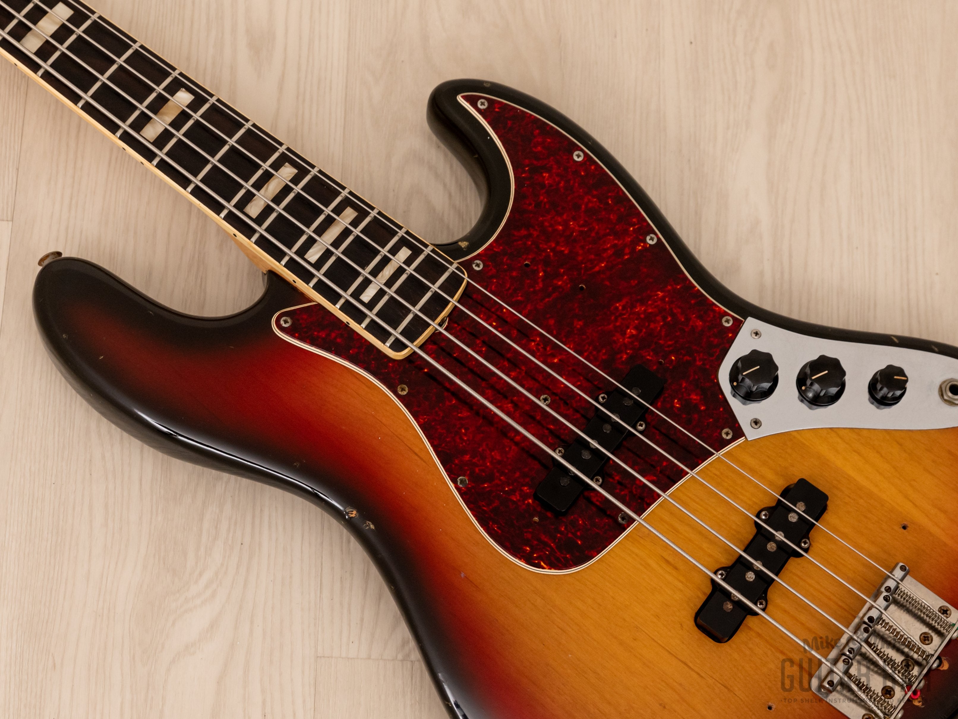 1972 Fender Jazz Bass Vintage Bass Guitar Sunburst w/ Flame Maple Neck, Case