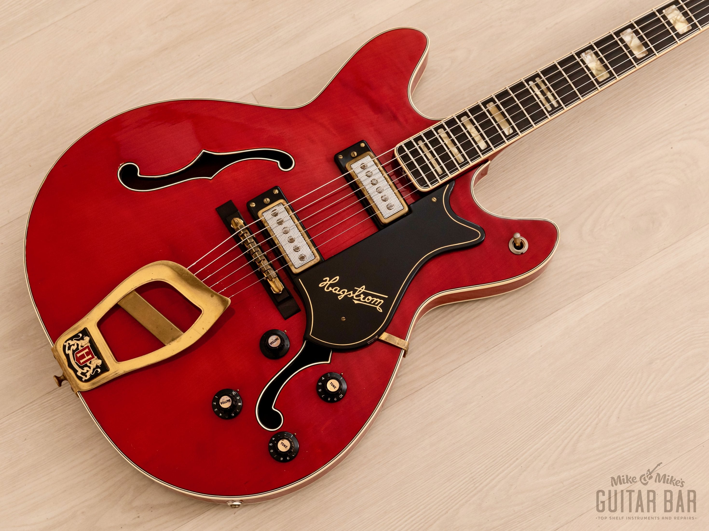 1968 Hagstrom Viking Deluxe V2 Vintage Hollowbody Cherry Red w/ Case, Elvis Comeback Special