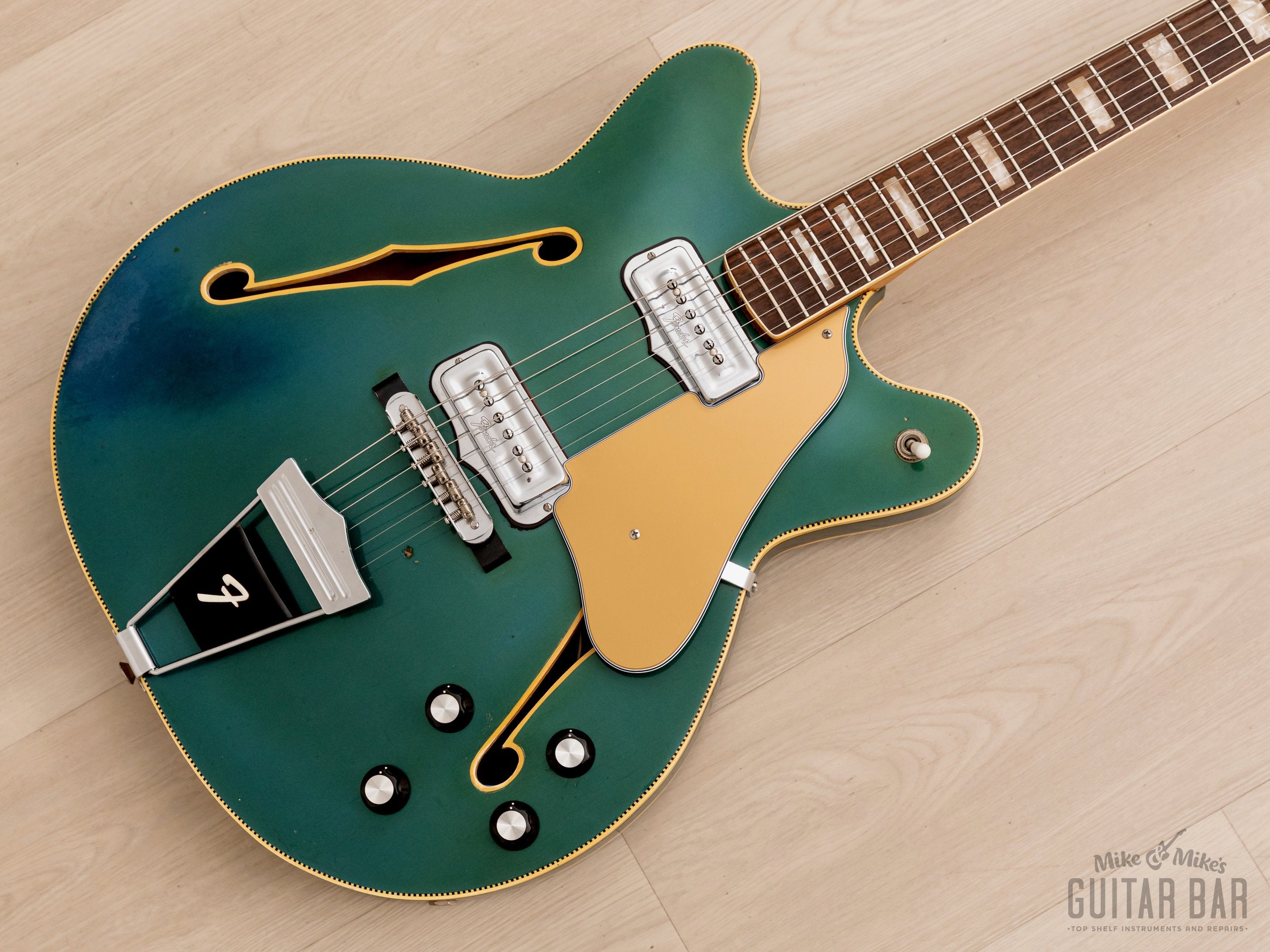 1966 Fender Coronado II Vintage Hollowbody Guitar Lake Placid Blue w/ Matching Peghead, Case