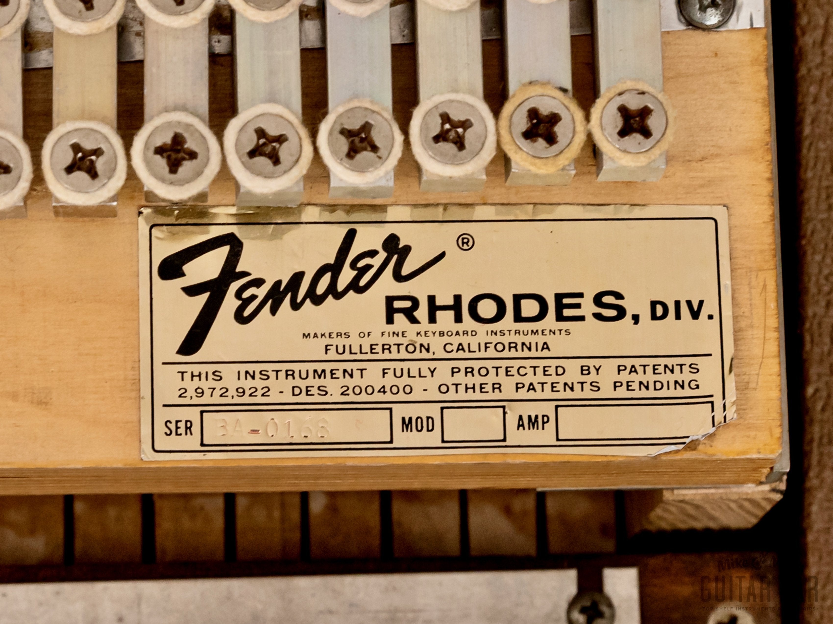 1963 Fender Rhodes Piano Bass Gold Sparkle Top w/ Raymac Tines, Ray Manzarek-Spec
