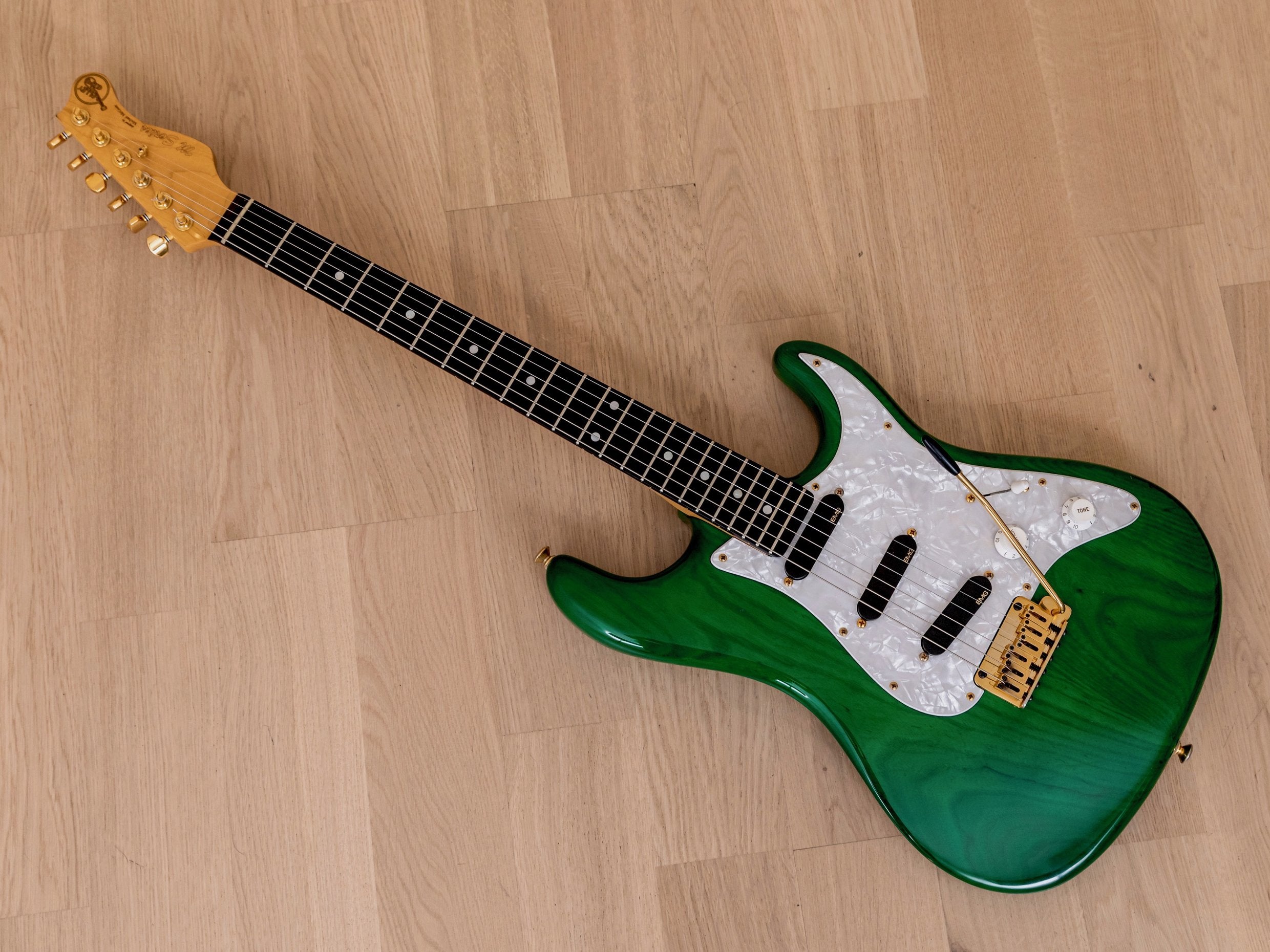 2000s Valley Arts M Series Electric Guitar Transparent Green EMG Pickups, Japan