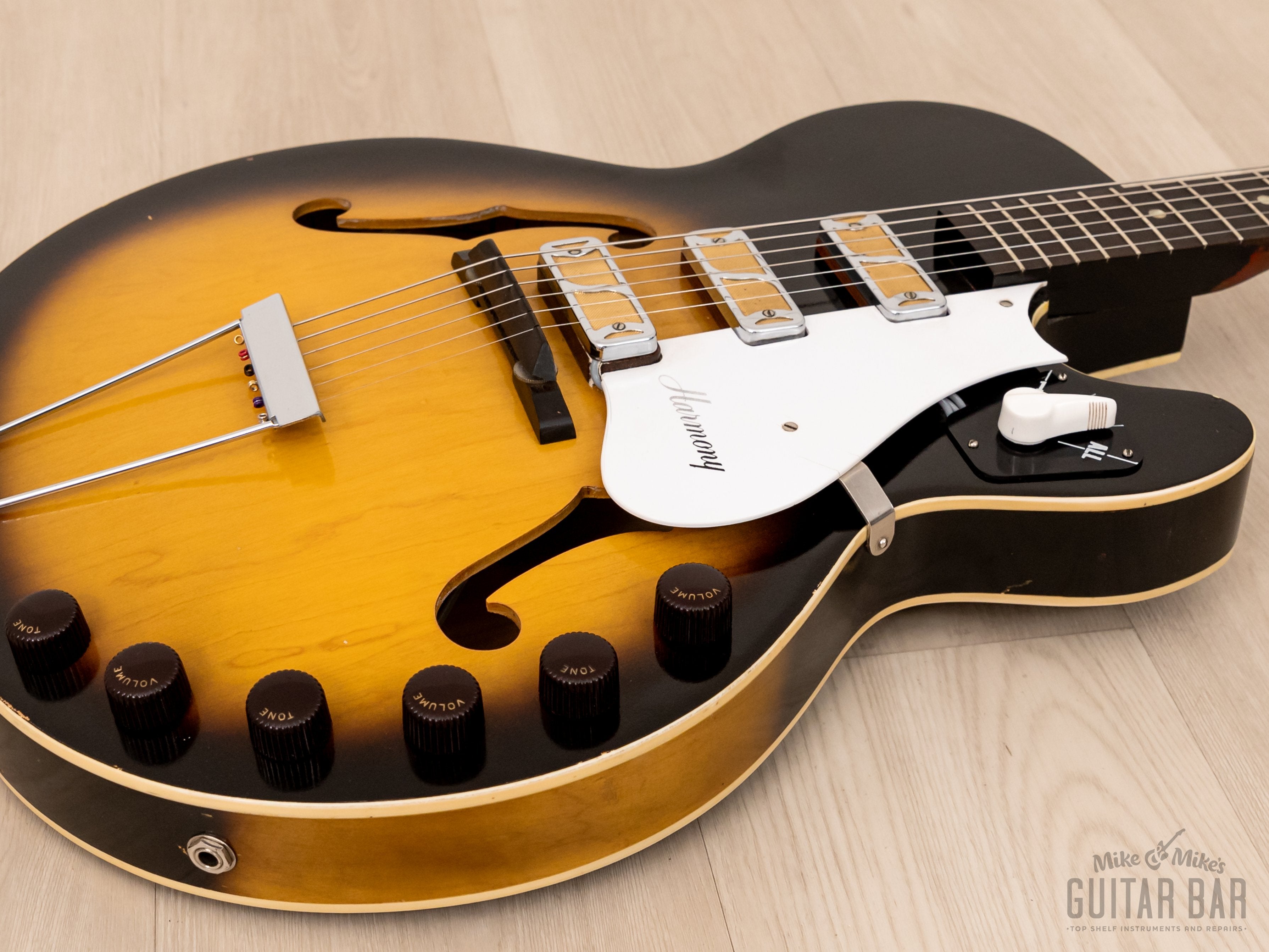 1963 Harmony H59 Rocket Vintage Guitar 100% Original w/ DeArmond Gold Foils, Case