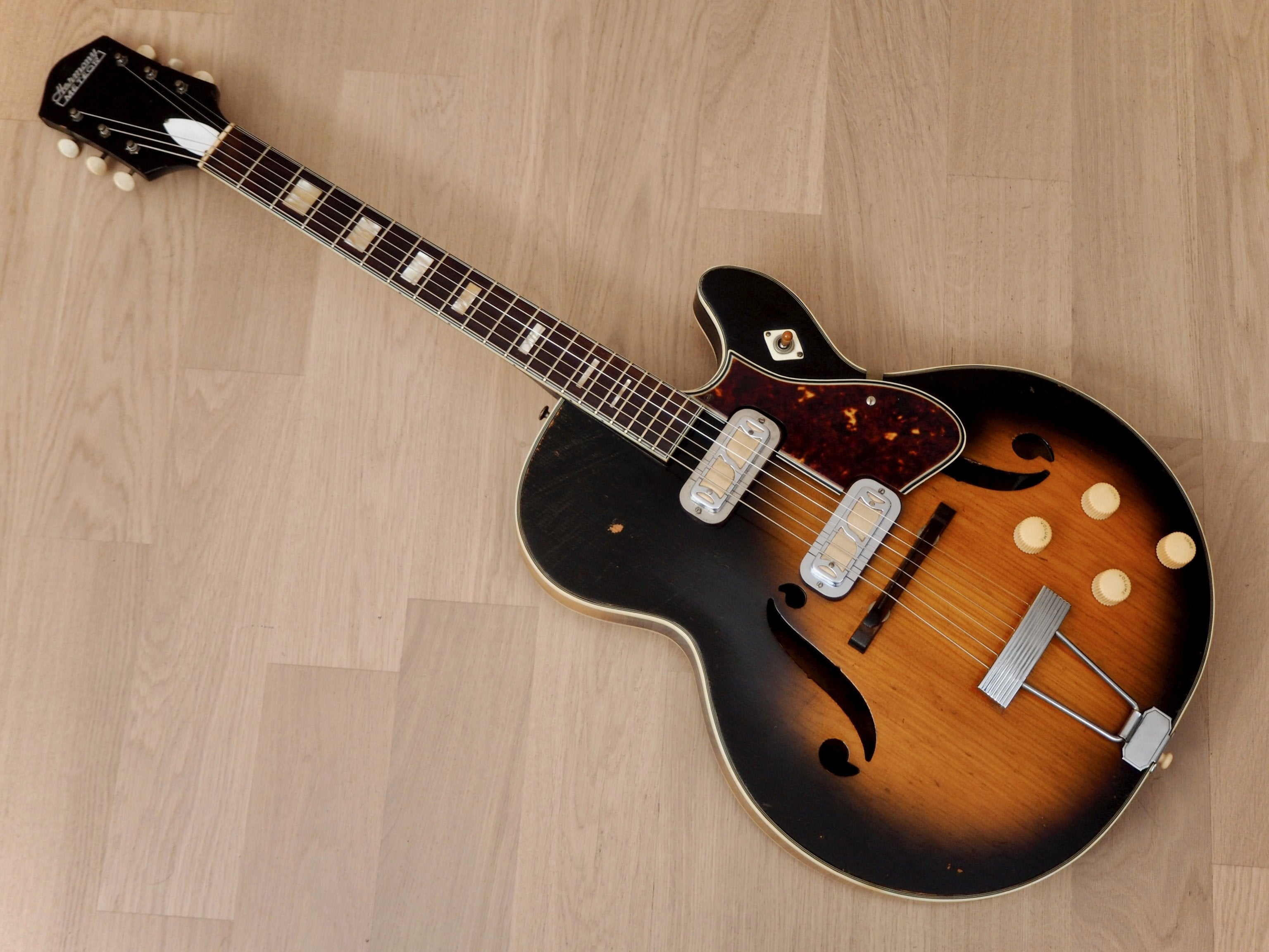1958 Harmony Meteor H70 Vintage Guitar, First-Year Model, 100% Original w/ DeArmond Gold Foils & Case
