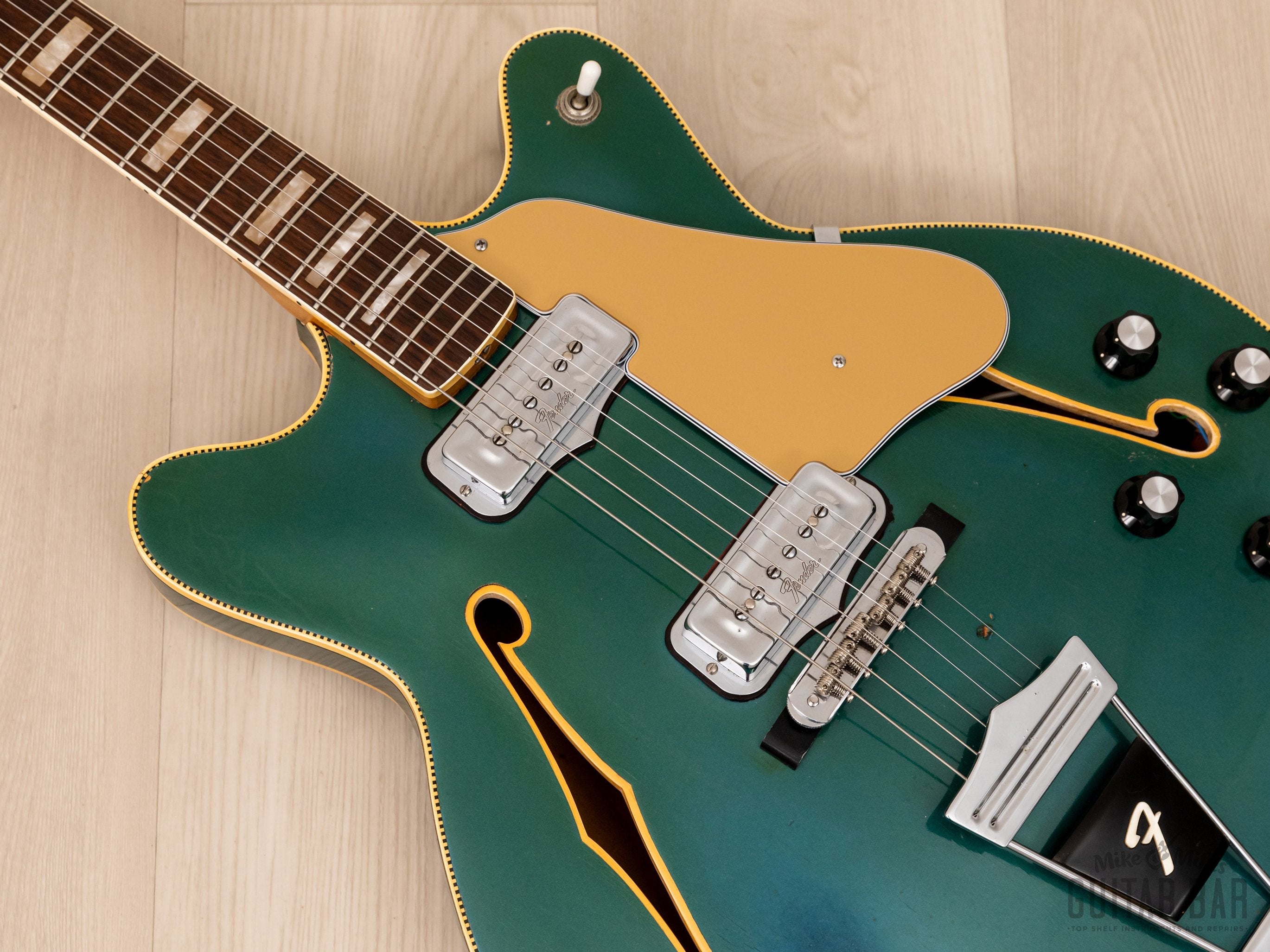 1966 Fender Coronado II Vintage Hollowbody Guitar Lake Placid Blue w/ Matching Peghead, Case