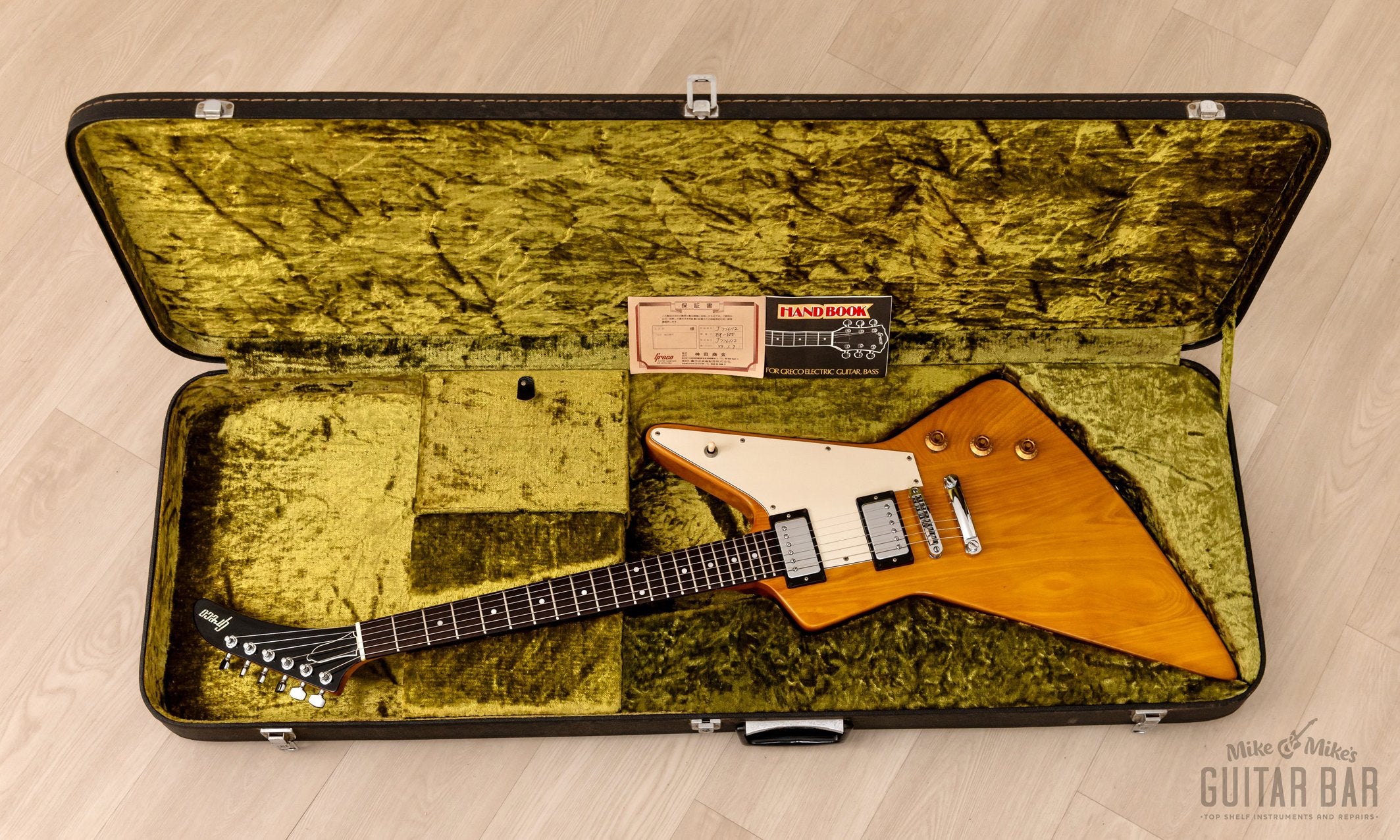 1977 Greco EX800 Explorer Vintage Electric Guitar, Destroyer 2459, Near-Mint w/ Case & Hangtags, Japan Fujigen