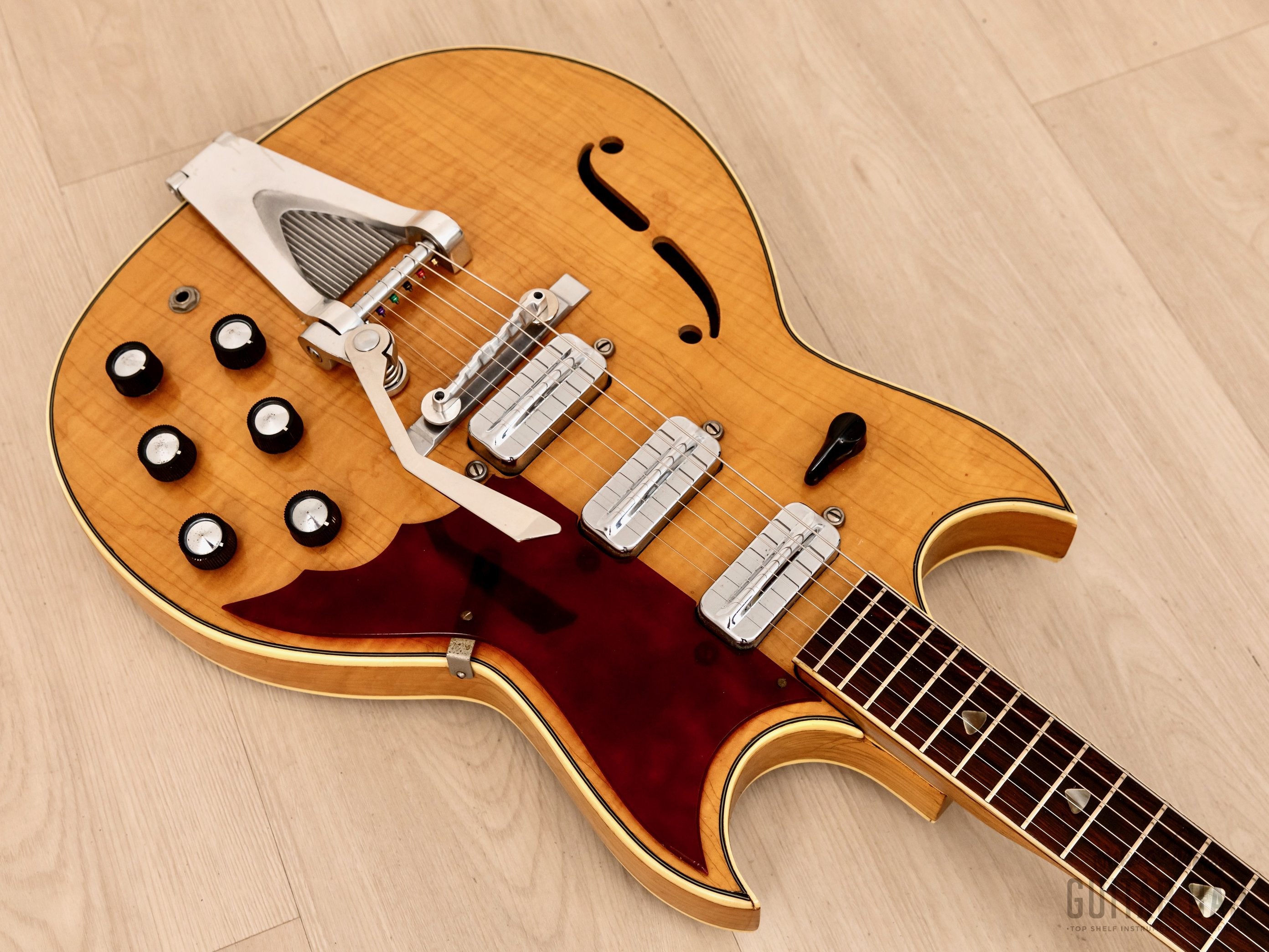 1960s Kay Pro Thinline Speed Demon Swingmaster Vintage Hollowbody Guitar, Flame Maple w/ Bigsby