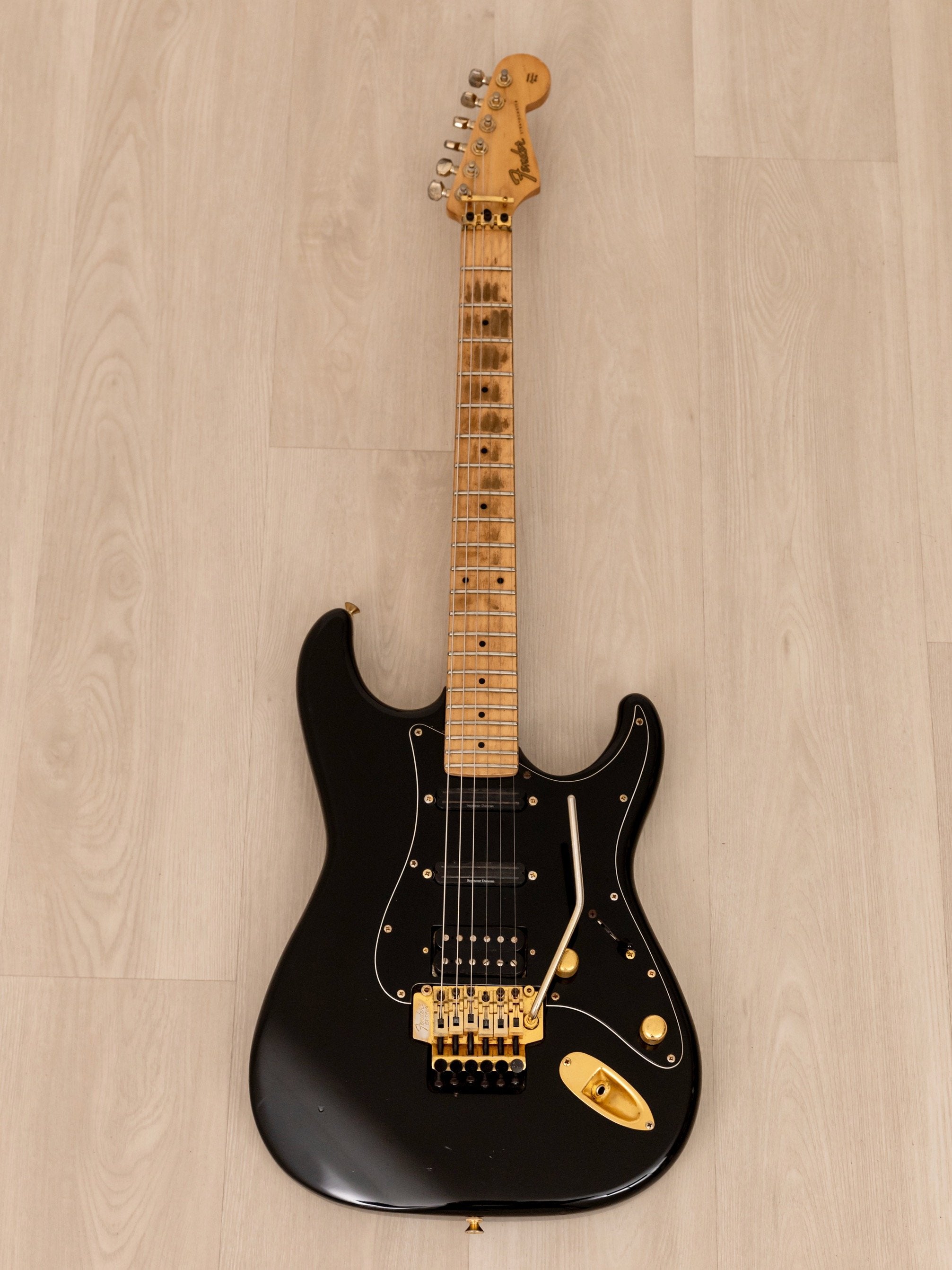 1988 Fender Stratocaster STR-70 SSH Black w/ Seymour Duncan Hot Rails & Floyd Rose, Japan MIJ Fujigen