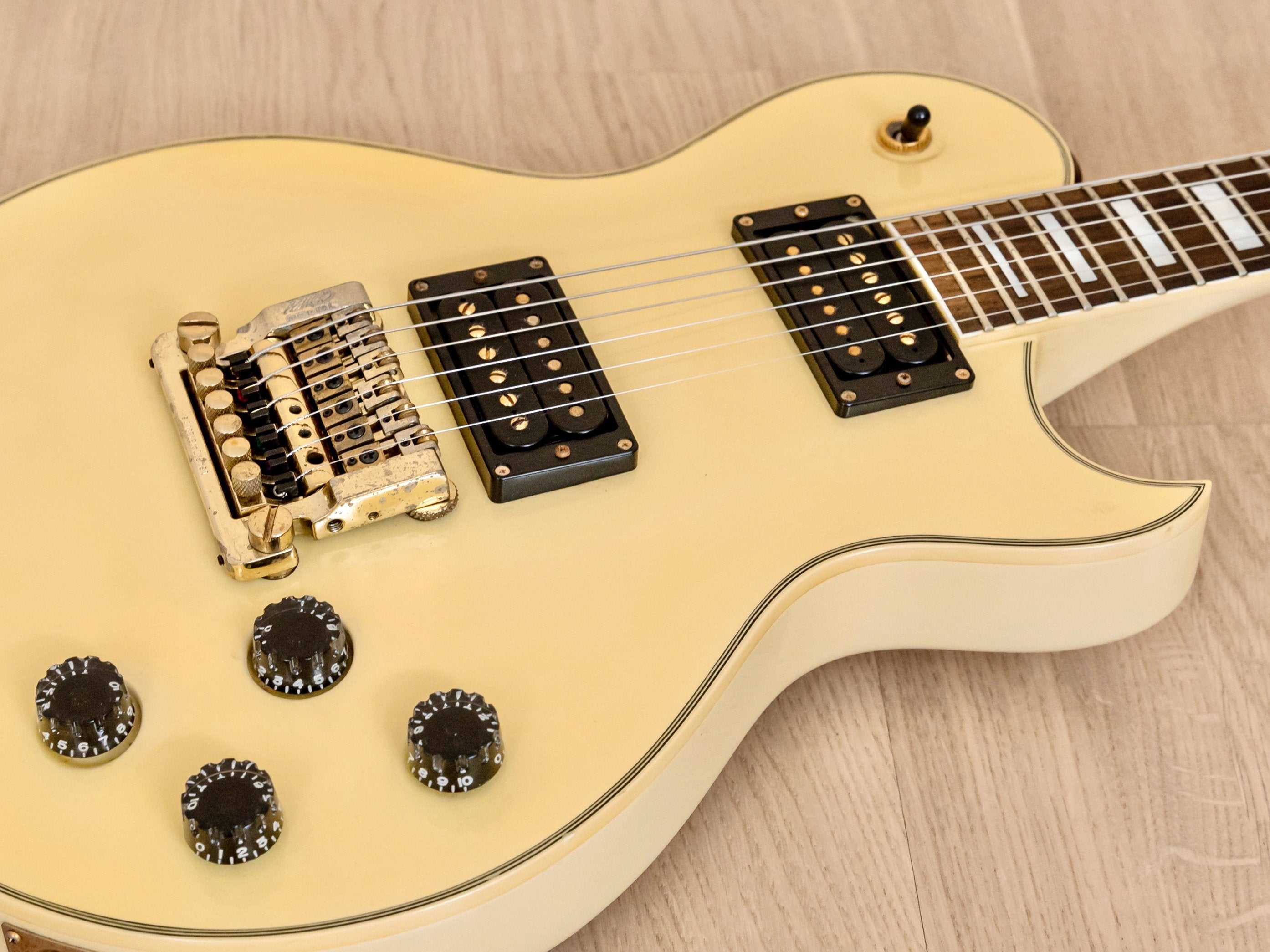 1990 Aria Pro II PE-Deluxe KV Vintage Electric Guitar Ivory w/ USA 