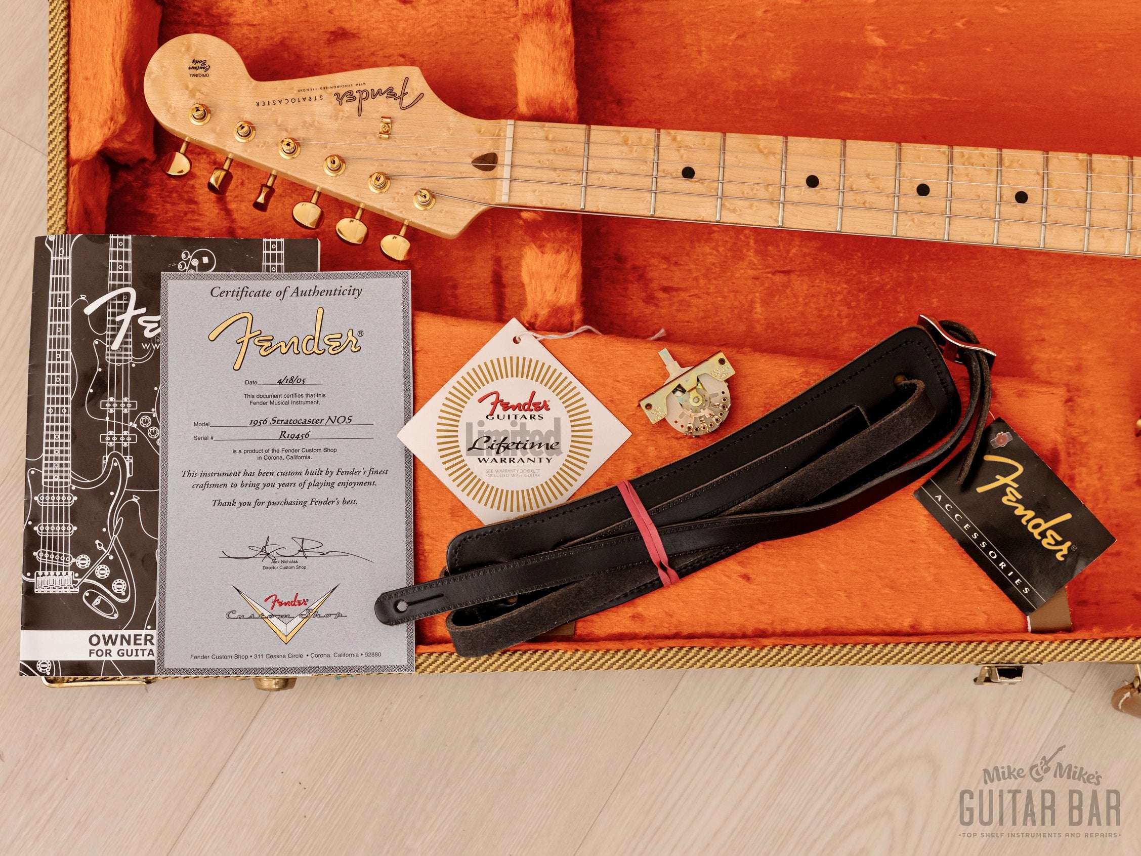 2005 Fender Custom Shop 1956 Stratocaster NOS Partscaster Fiesta Red w/ Gold Hardware, COA, Tags & Case