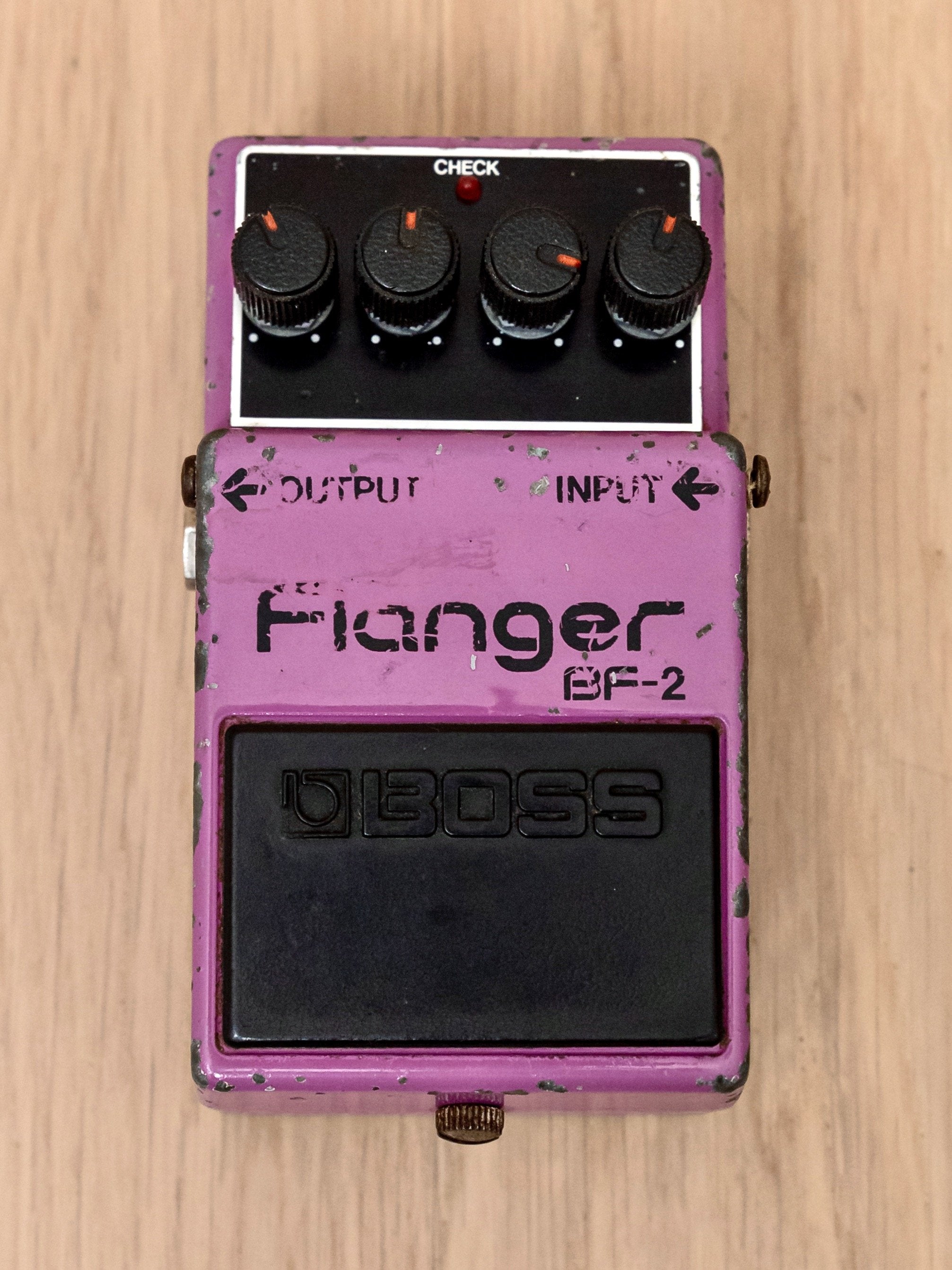 1980 Boss BF-2 Flanger Vintage Guitar Effects Pedal Black Label Silver Screw Japan