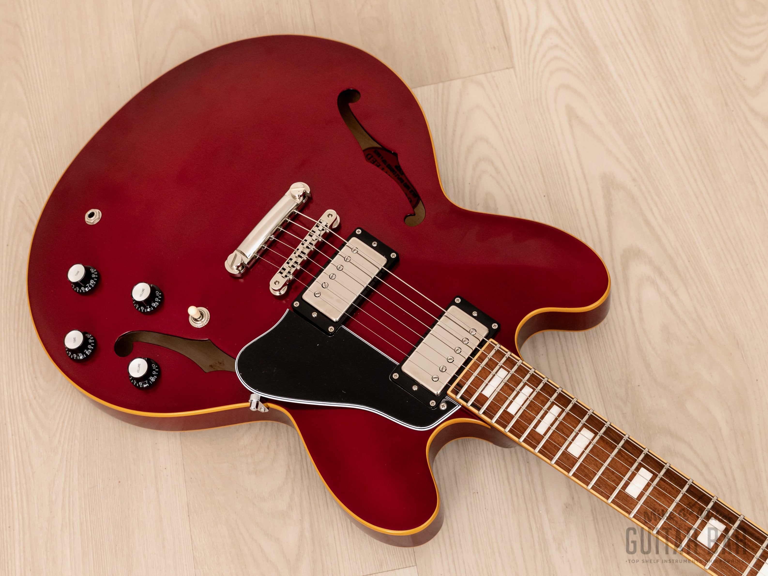 2020 ESP Edwards E-SA-125-LTS Semi-Hollow Carved Top 335 Cherry Satin Lacquer Japan w/ Case