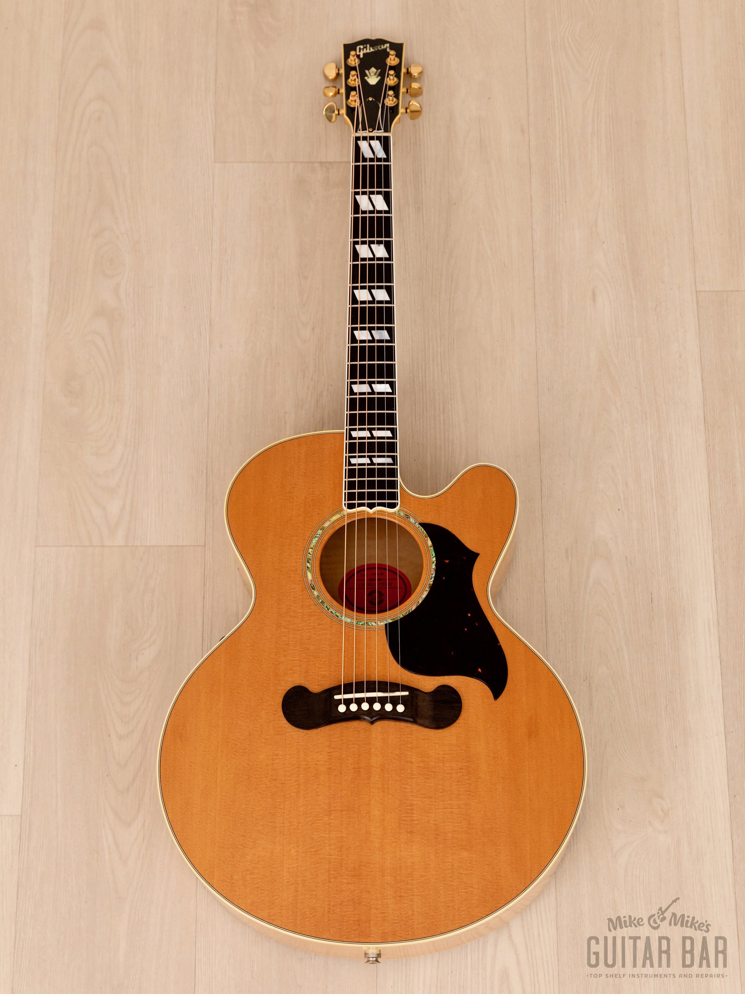 2001 Gibson J-185 EC Blonde Flame Maple Back/Sides, Near-Mint w/ Fishman Prefix, Case