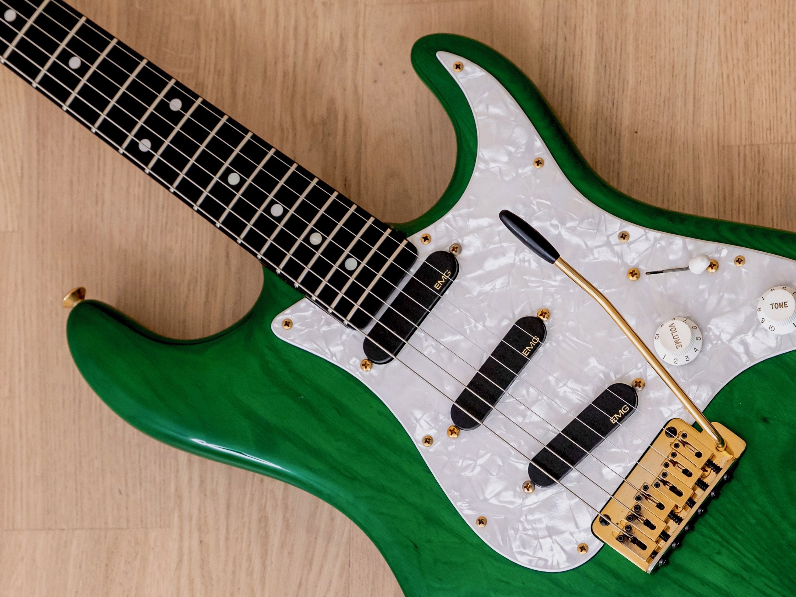 2000s Valley Arts M Series Electric Guitar Transparent Green EMG Pickups, Japan
