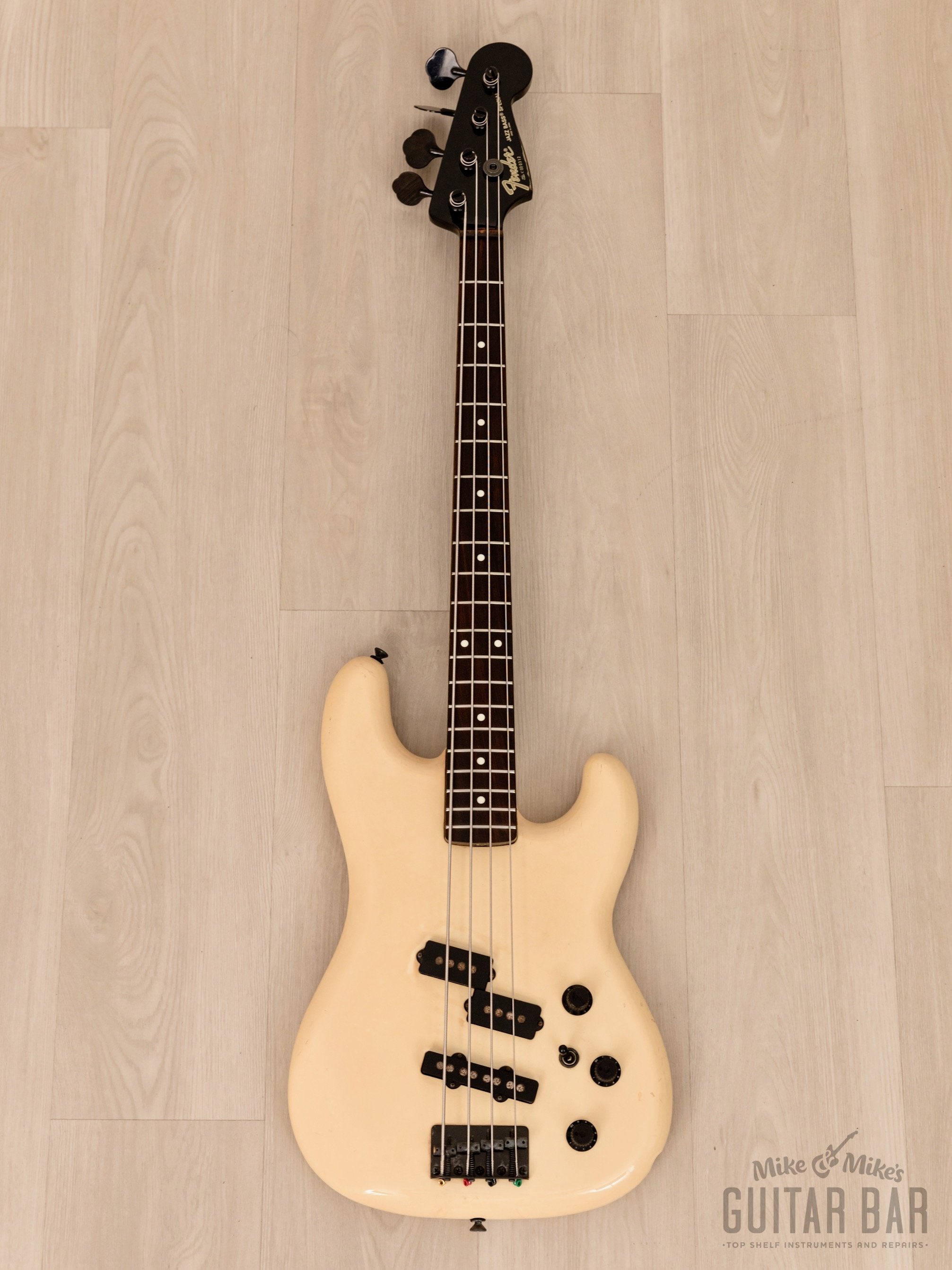 1985 Fender Boxer Series Jazz Bass Special PJ-535 Vintage PJ Bass Snow  White Medium Scale, Japan MIJ Fujigen