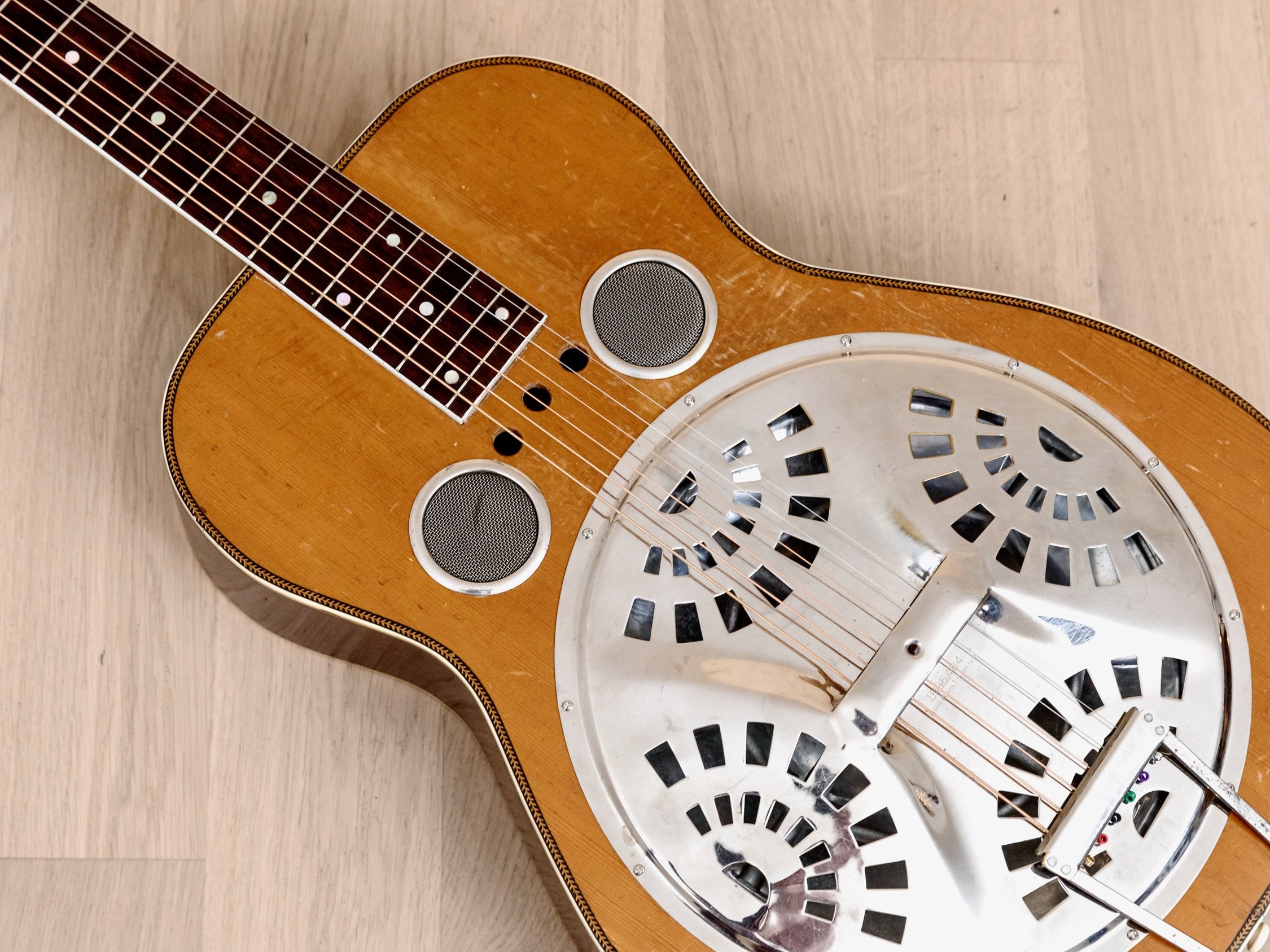 1930s Rosewood Dobro Vintage Roundneck Single Cone Resonator Guitar w/ Adirondack Spruce Top & Case