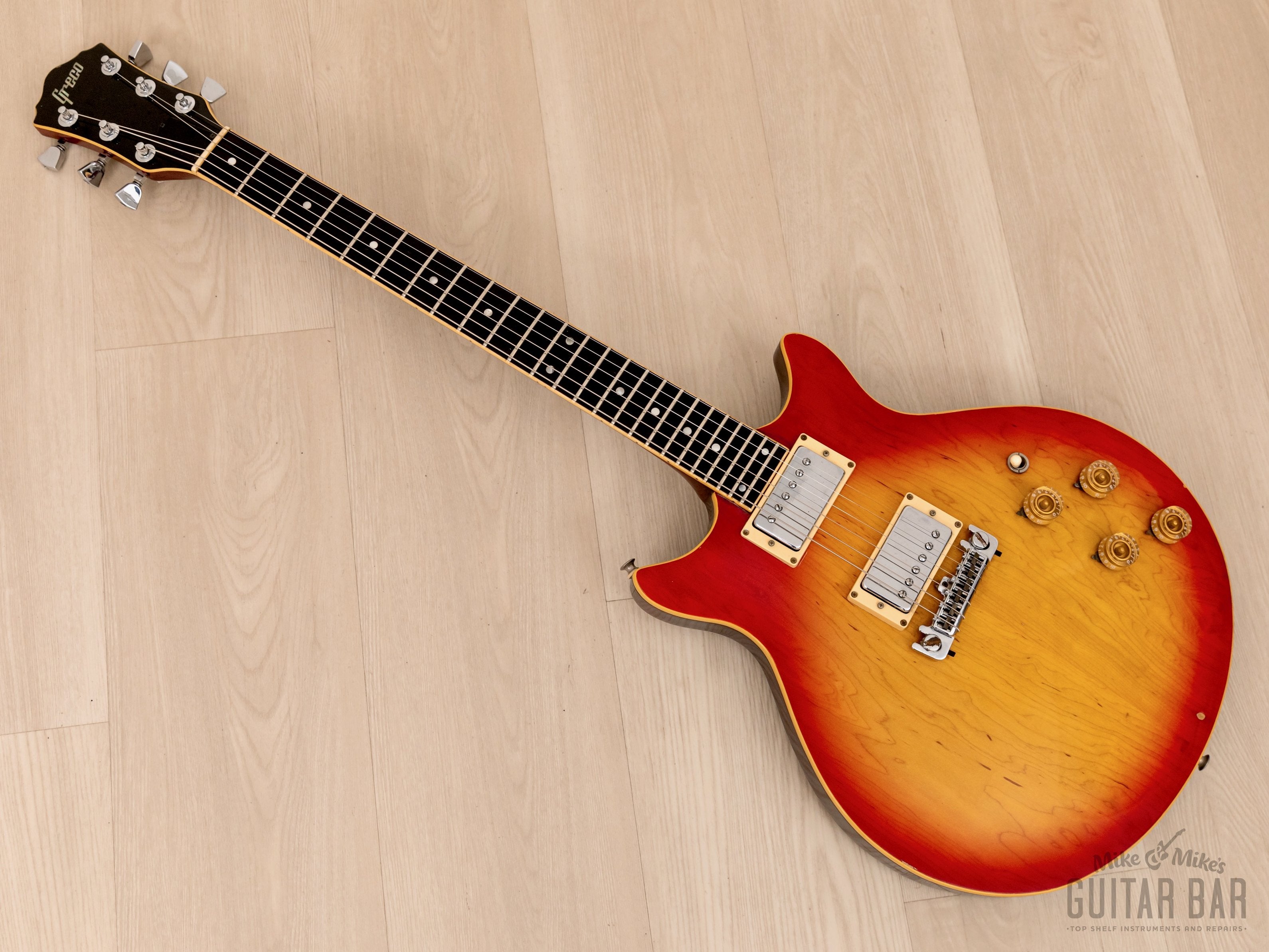 1977 Greco MR800 Mick Ralphs Signature Vintage Double Cutaway Guitar w/ Maxon U-2000 & Case, Japan Fujigen
