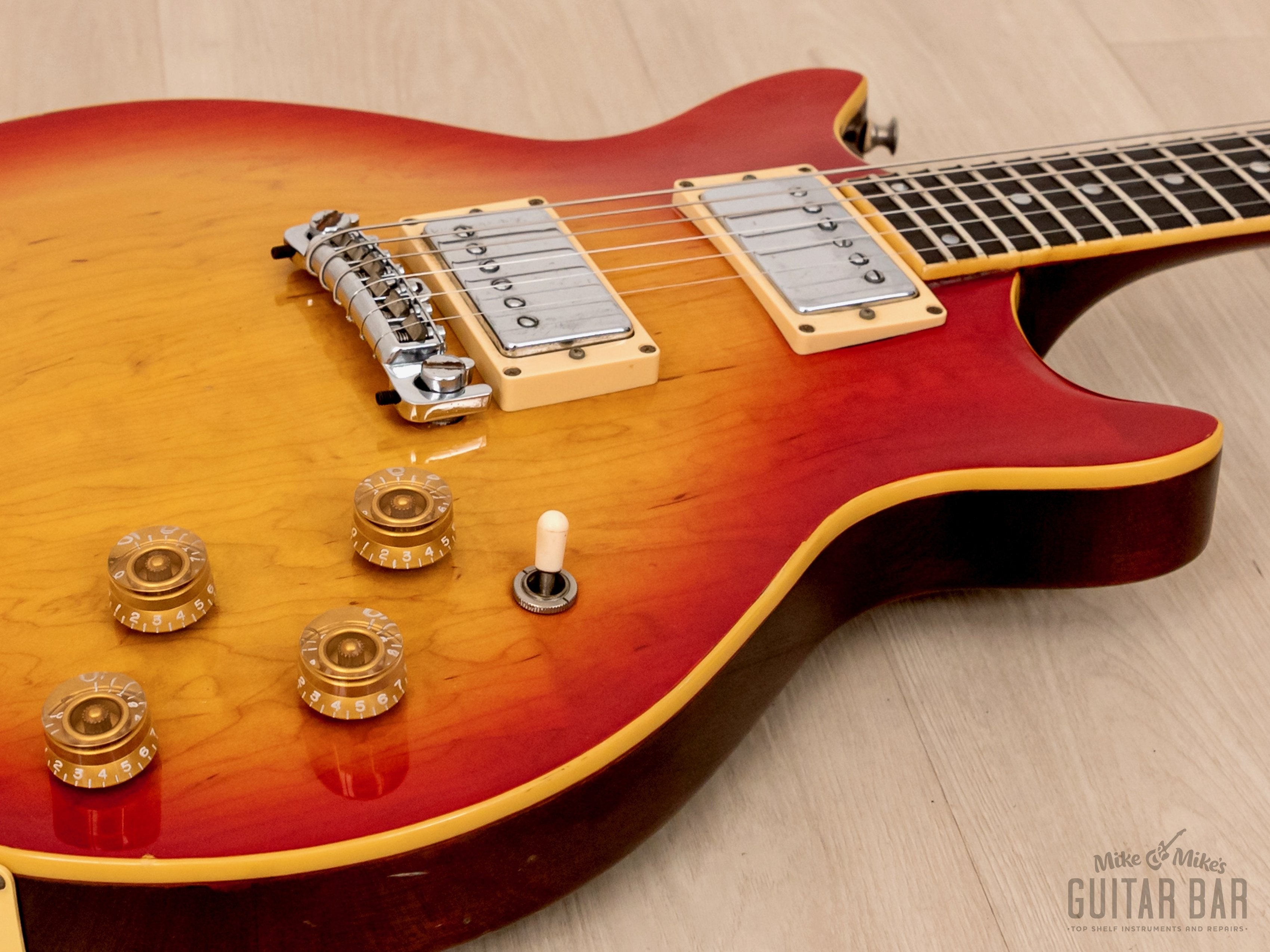 1977 Greco MR800 Mick Ralphs Signature Vintage Double Cutaway Guitar w/ Maxon U-2000 & Case, Japan Fujigen