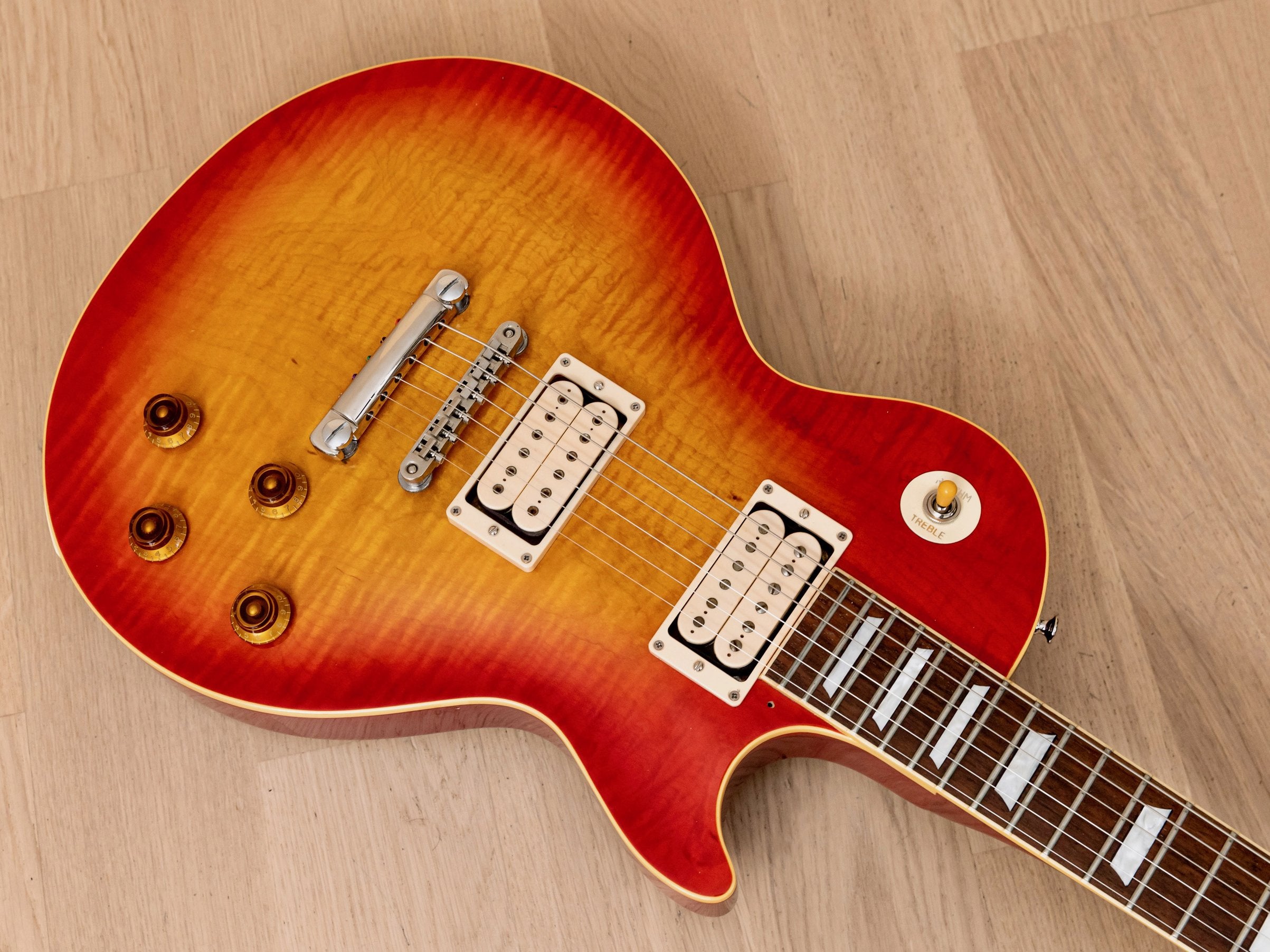 1983 Tokai Love Rock LS100 Flame Top Vintage Electric Guitar Cherry Sunburst w/ USA Dimarzios, Case