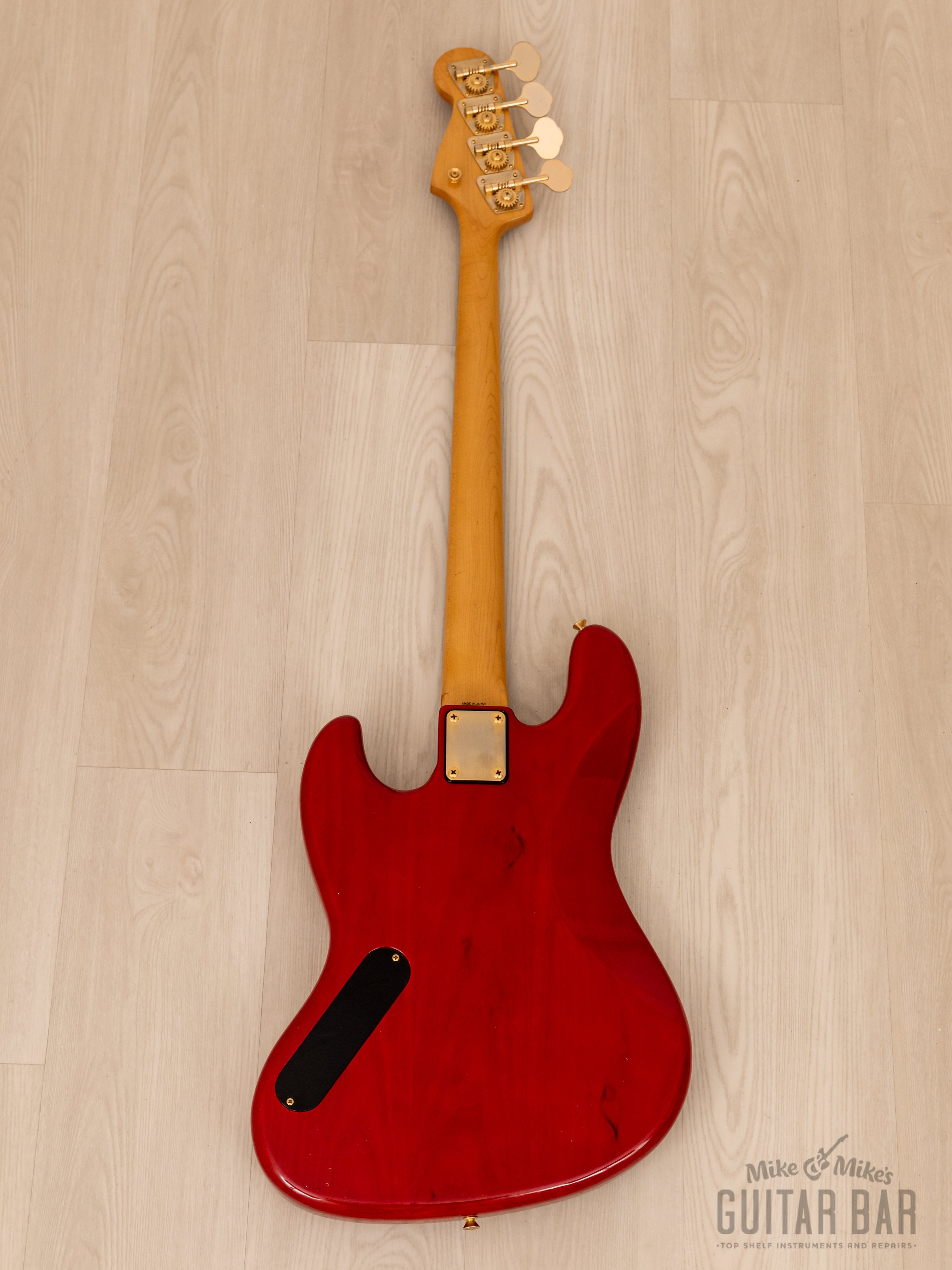 1987 Fender Order Made Jazz Bass JB62 Trans Red Ash w/ Gold Hardware, Japan  MIJ Fujigen