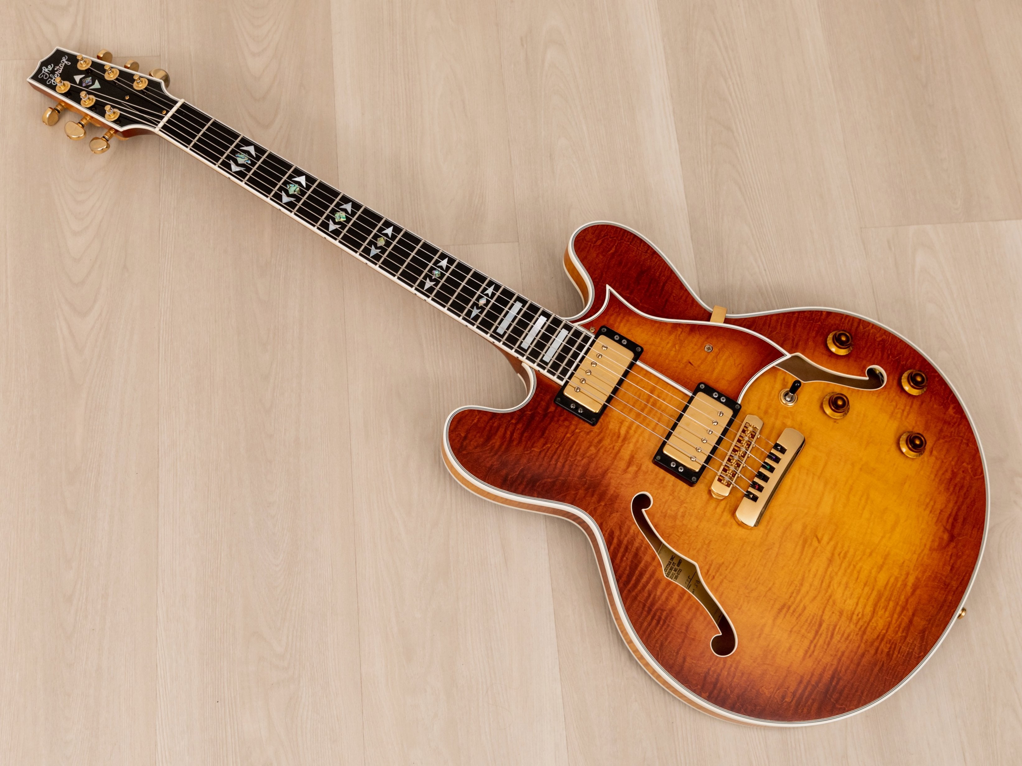 1998 Heritage H-555 ES Semi-Hollow Electric Guitar Almond Sunburst, Near-Mint w/ Case