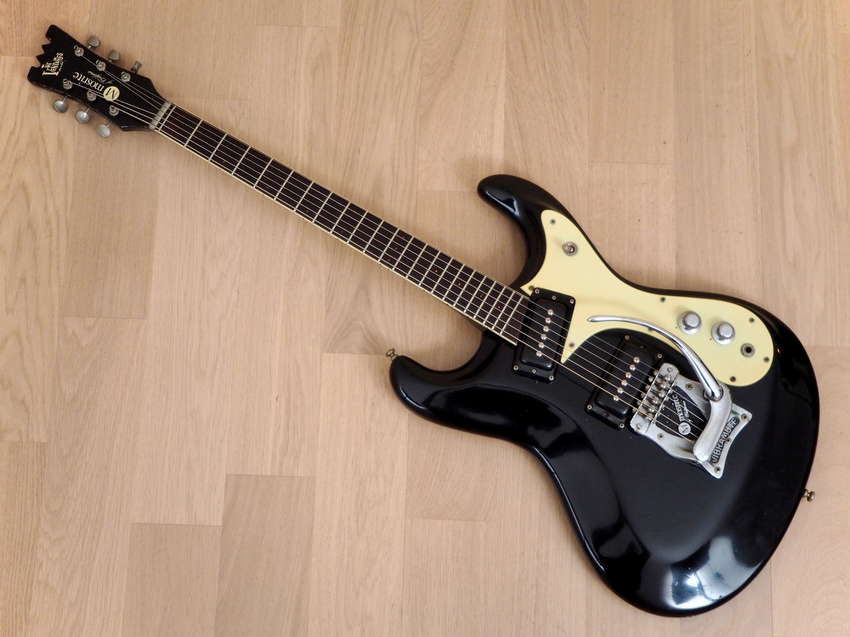 1964 Mosrite Ventures Model Vintage Electric Guitar Black, Vibramute w/ Case