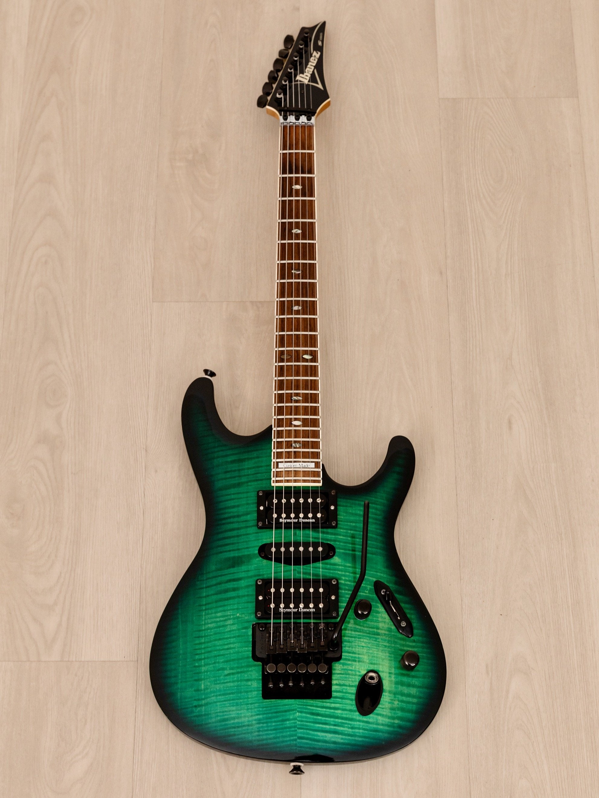 1995 Ibanez S540FM S Series Electric Guitar HSH Transparent Turquoise w/ USA Seymour Duncans & Floyd Rose, Japan