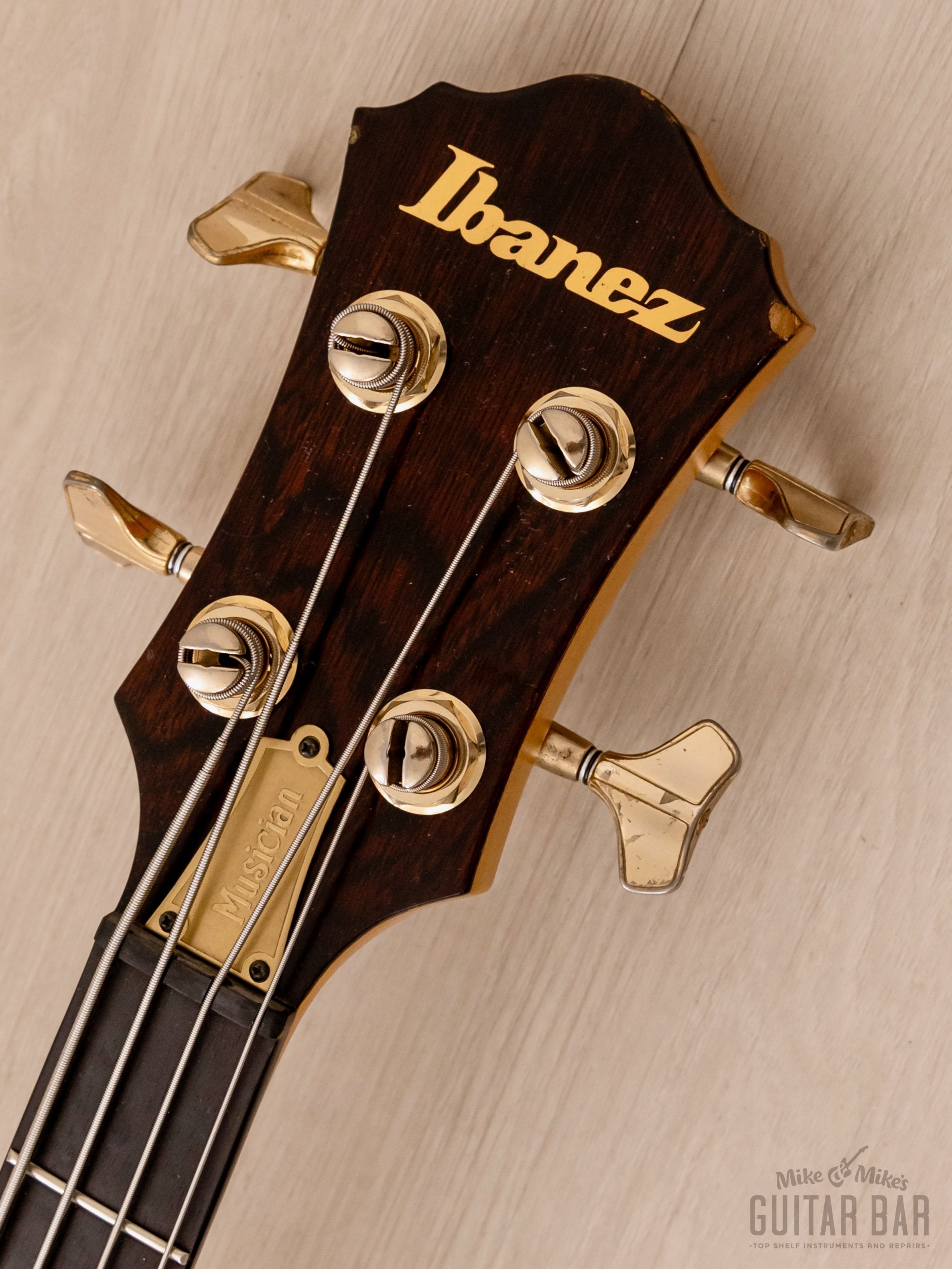 1985 Ibanez Musician MC924 DS Vintage Neck Through Bass Guitar Dark Stain w/ Hangtag, Japan