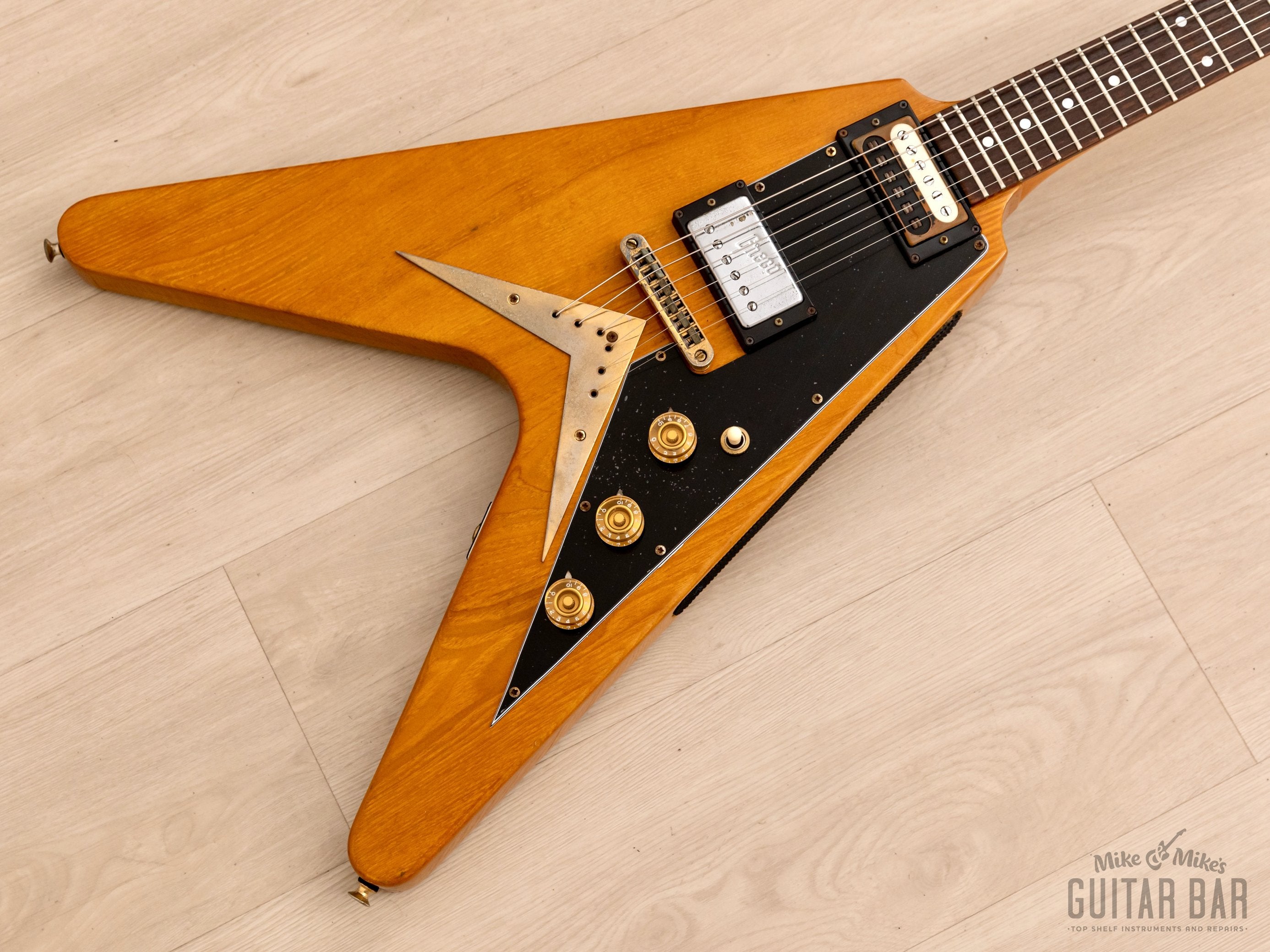 1978 Greco FV-900 Flying V Vintage Guitar Natural w/ Case, Japan Fujigen, Rocket Roll Sr