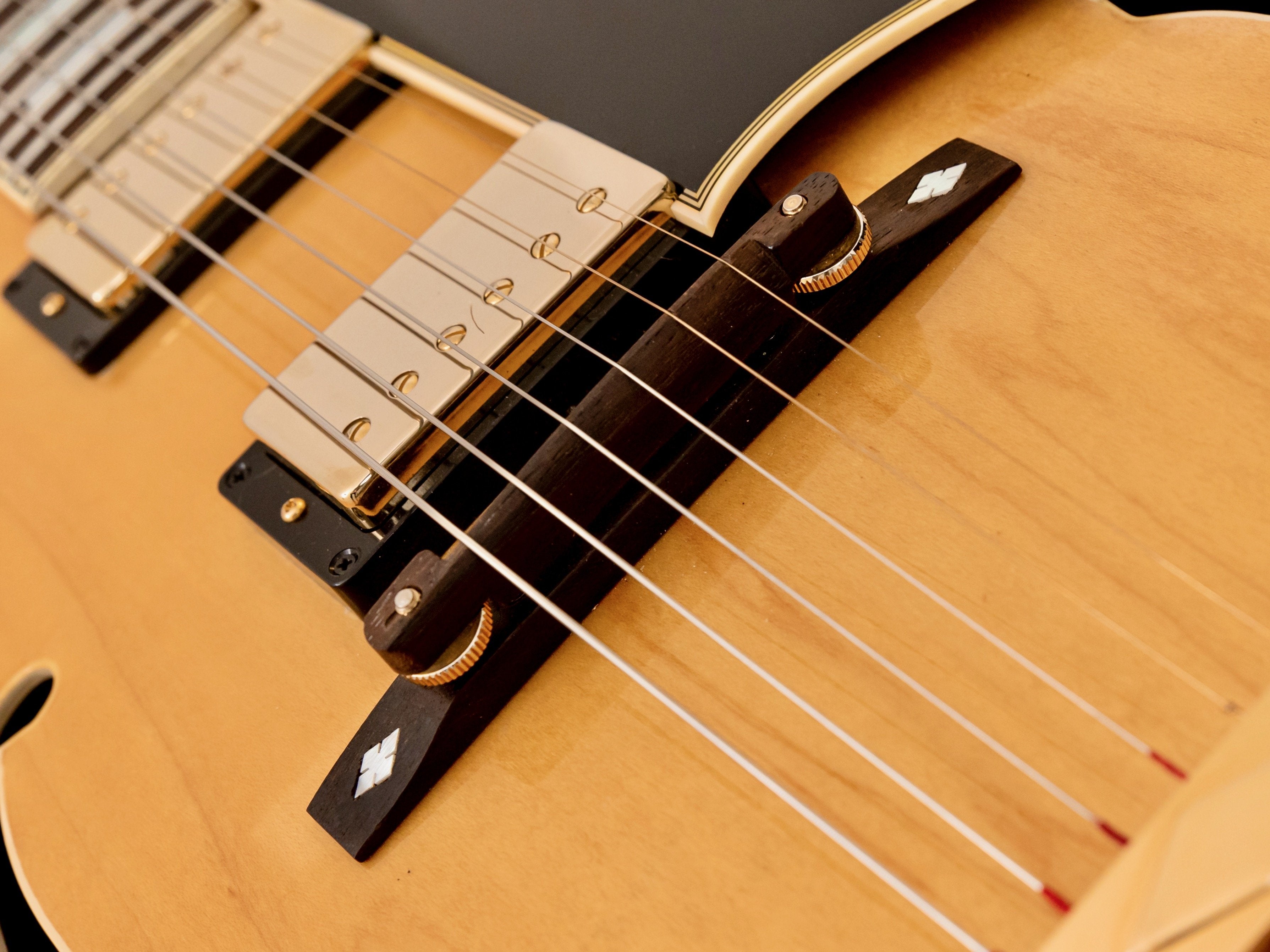 1980s Hondo HL5-FB Fat-Boy Vintage Archtop Electric Guitar Blonde w/ Case, Upgrades