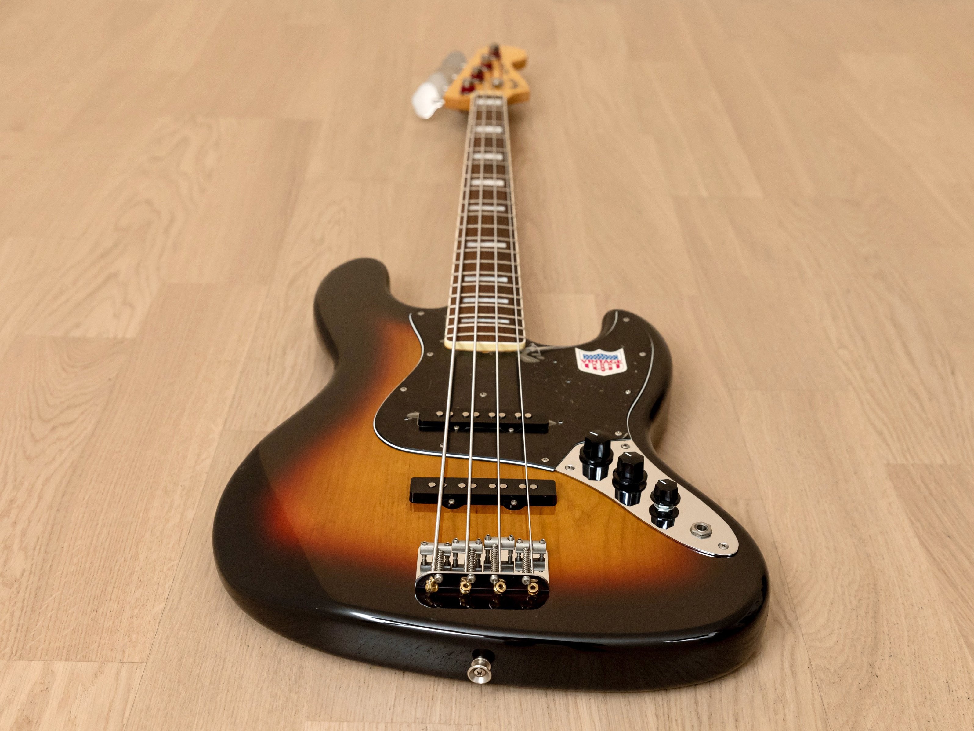 2002 Fender Jazz Bass '75 Vintage Reissue JB75-90US Sunburst w/ USA Pickups, Japan CIJ