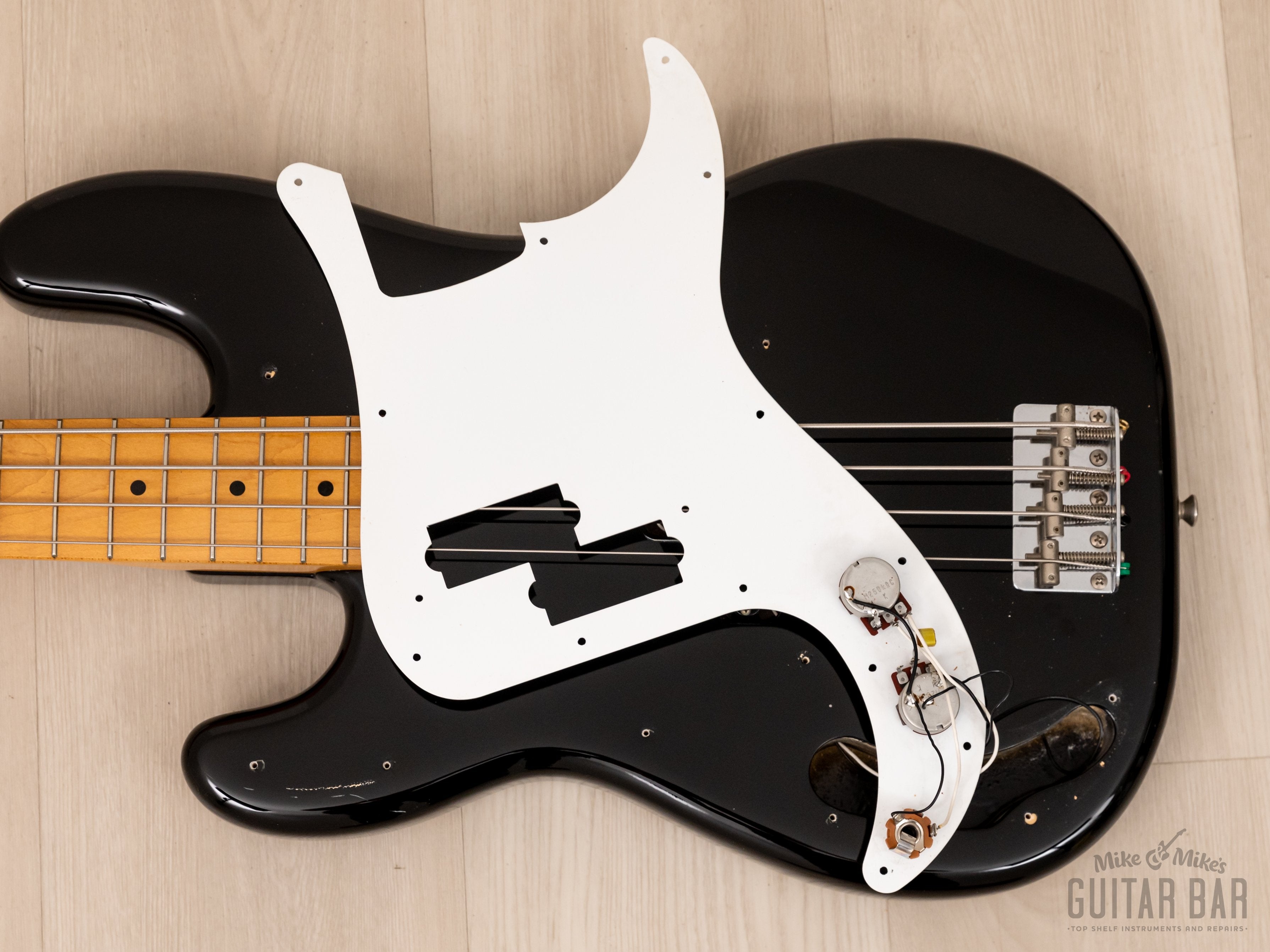 1988 Fender Precision Bass '57 Vintage Reissue Left-Handed PB57-55L Black, Japan MIJ Fujigen