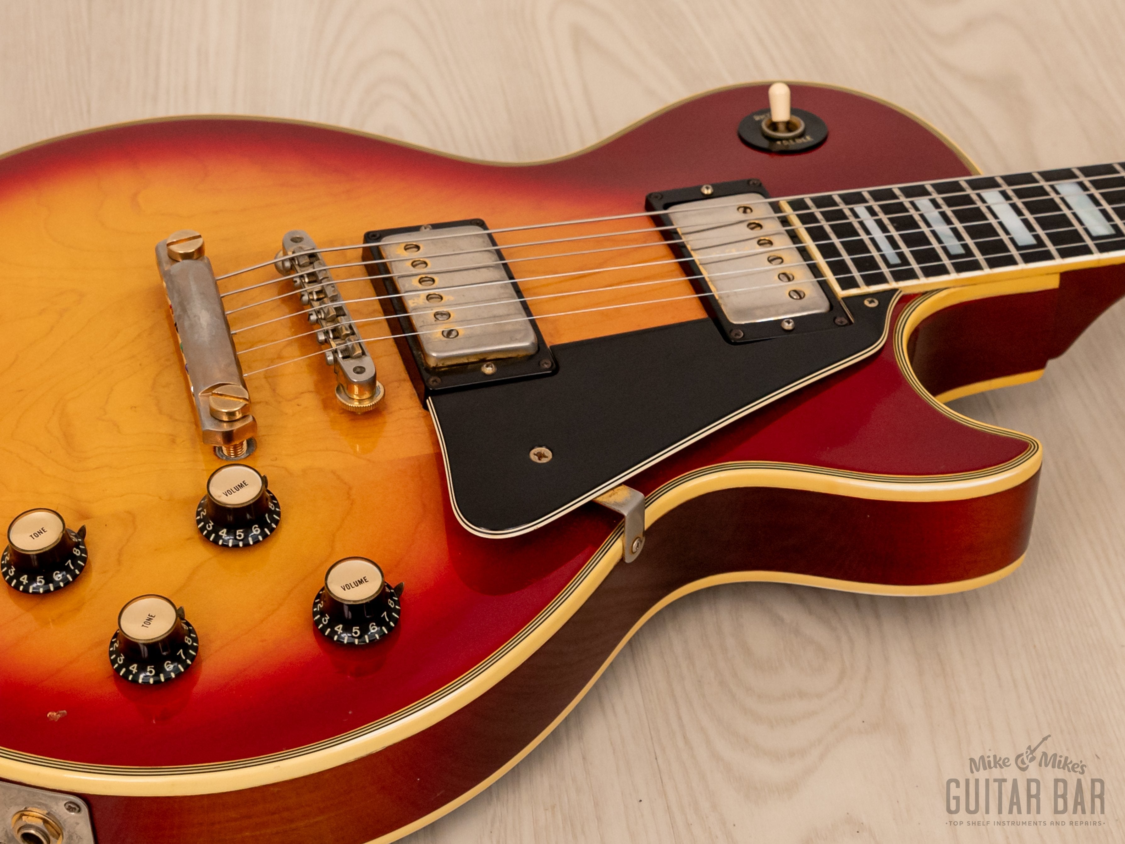 1975 Gibson Les Paul Custom Cherry Sunburst 100% Original w/ T-Tops, Big Neck, Case