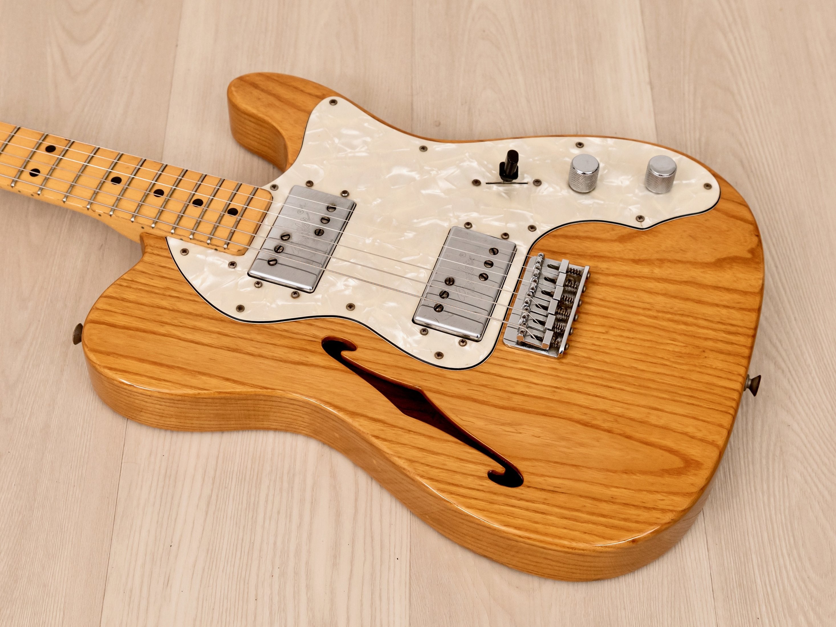 1979 Fender Telecaster Thinline Vintage Electric Guitar Natural, 100% Original w/ Wide Range, Case