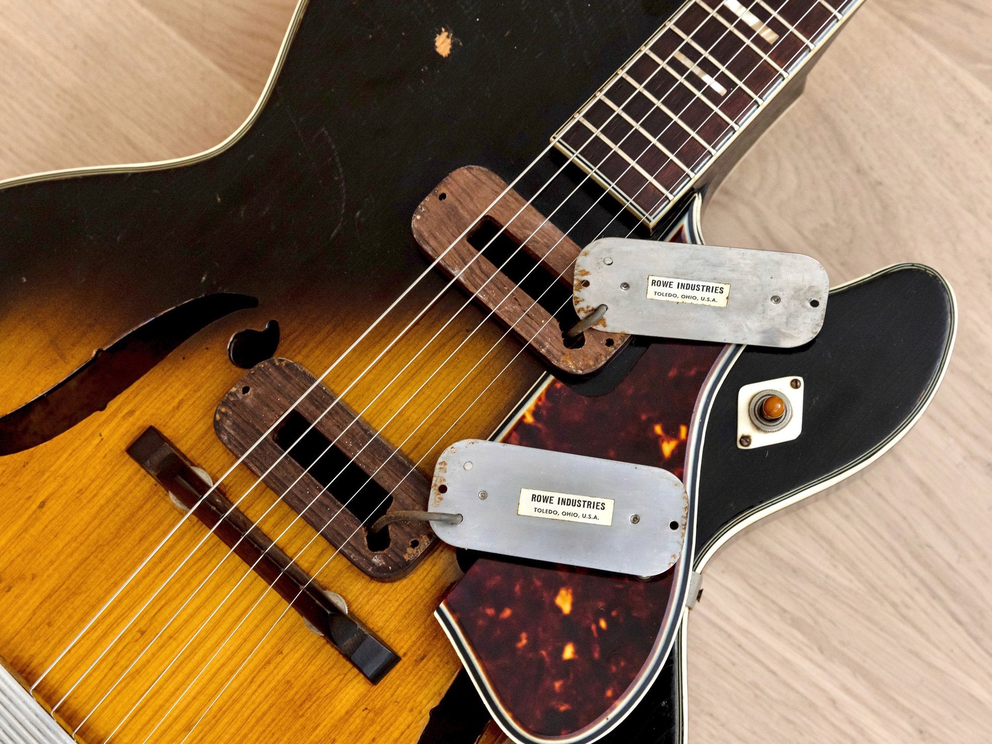 1958 Harmony Meteor H70 Vintage Guitar, First-Year Model, 100% Original w/ DeArmond Gold Foils & Case