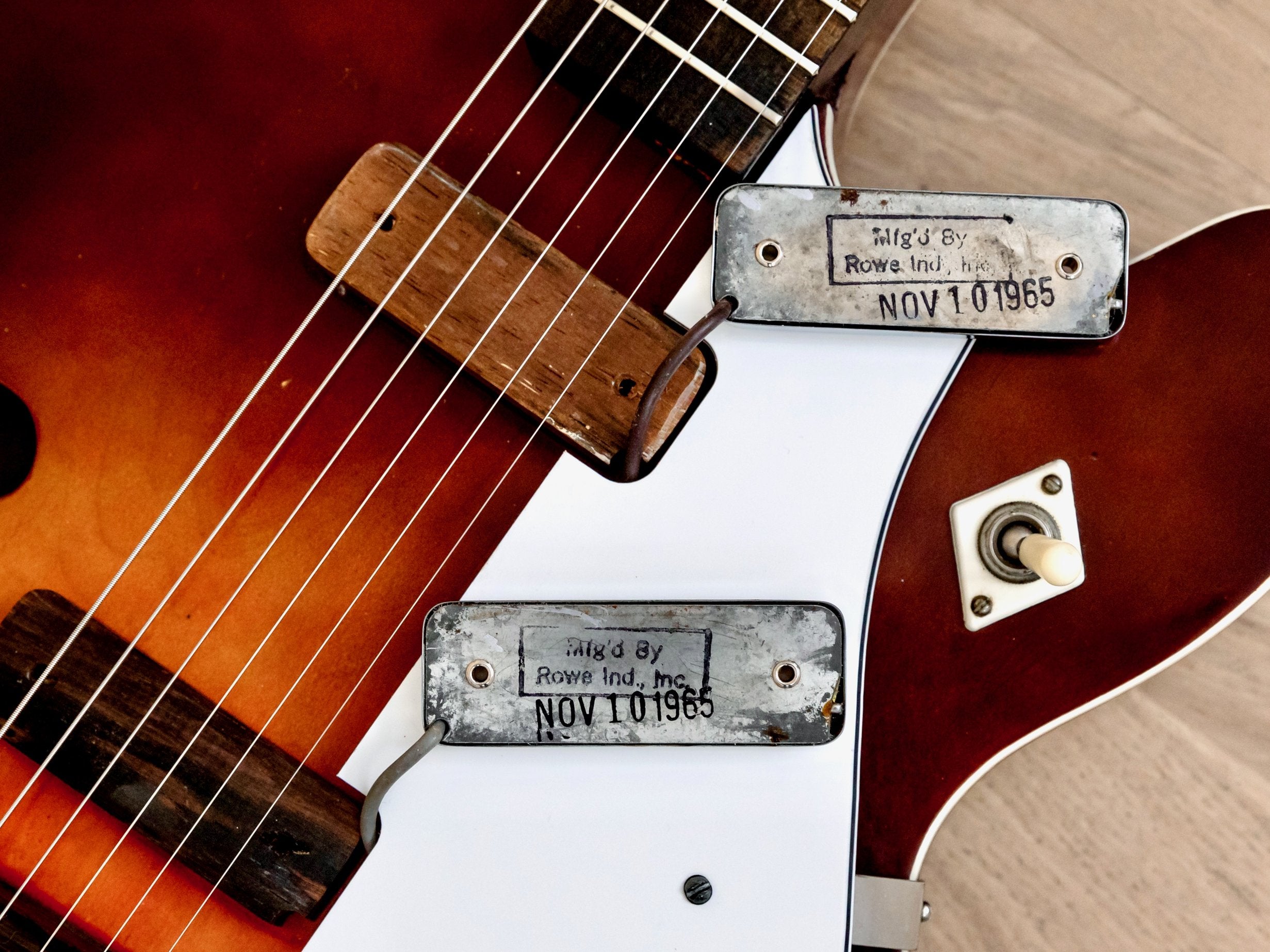 1965 Harmony Rocket H56 Holiday-Branded Vintage Guitar w/ Vibrato, DeArmond Gold Foils