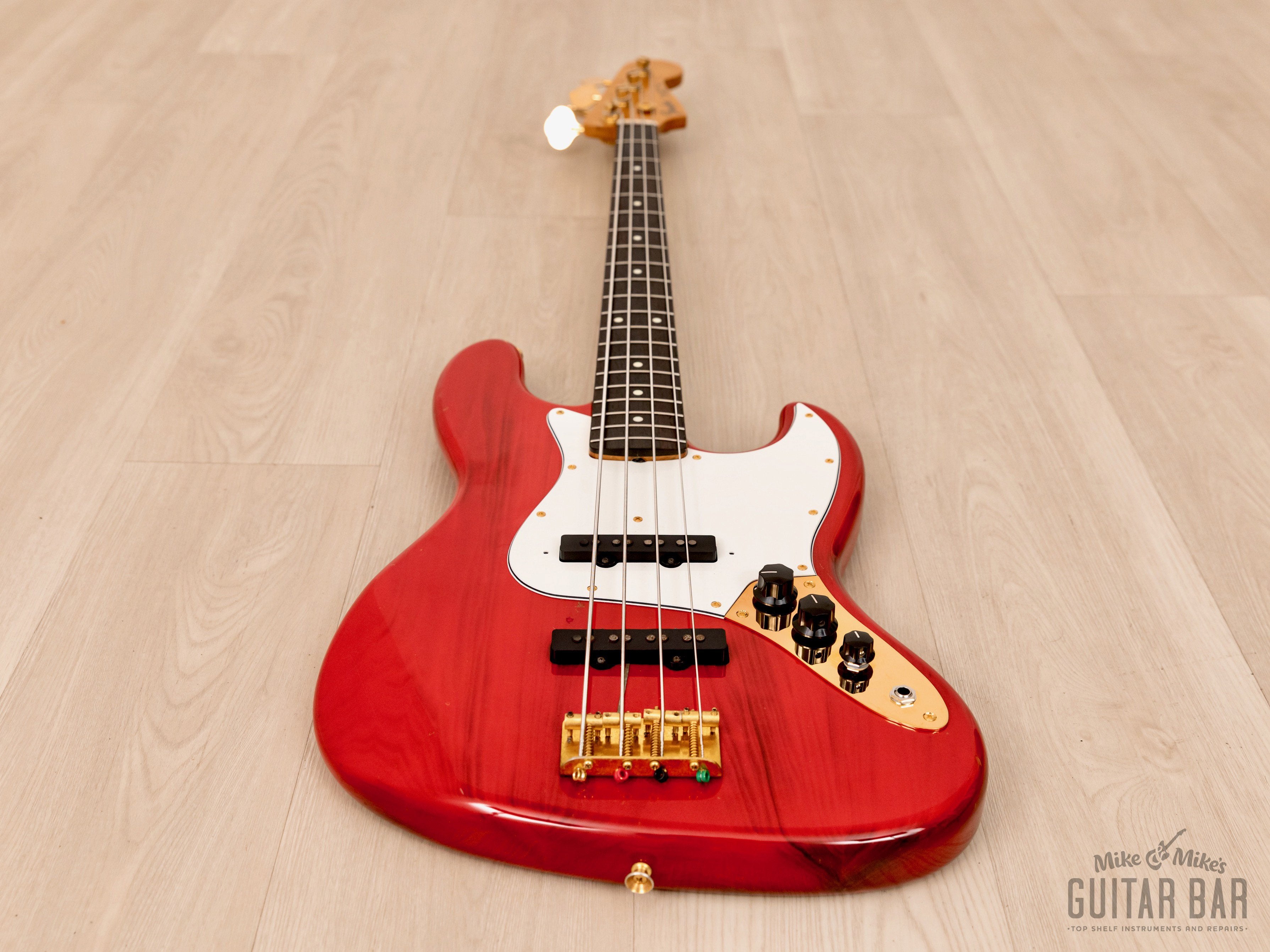 1993 Fender Custom Edition Jazz Bass JB62G-70 Clear Charcoal Red w/ Gold  Hardware, Japan MIJ