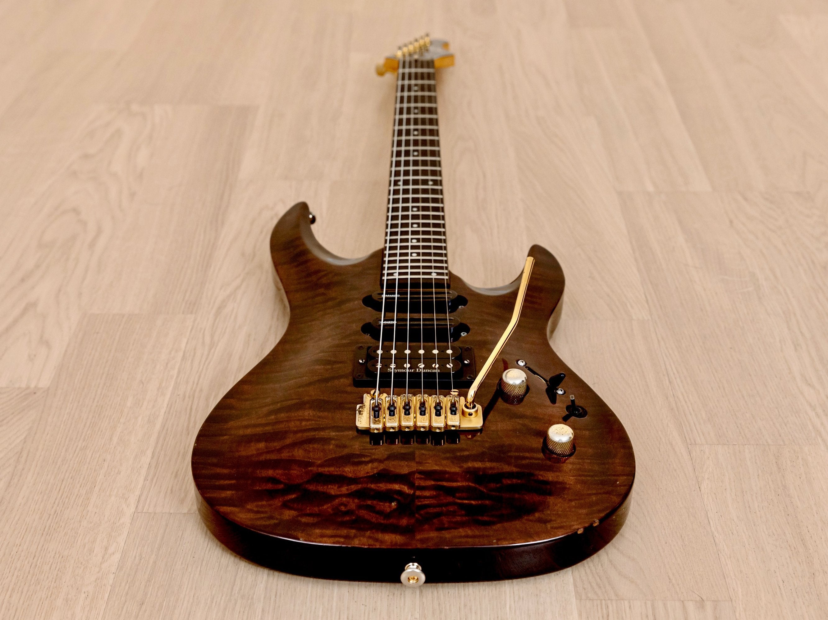 Aria Superstrat HSS Quilt Top Electric Guitar w/ Seymour Duncan TB4 & Dimarzio DP-182