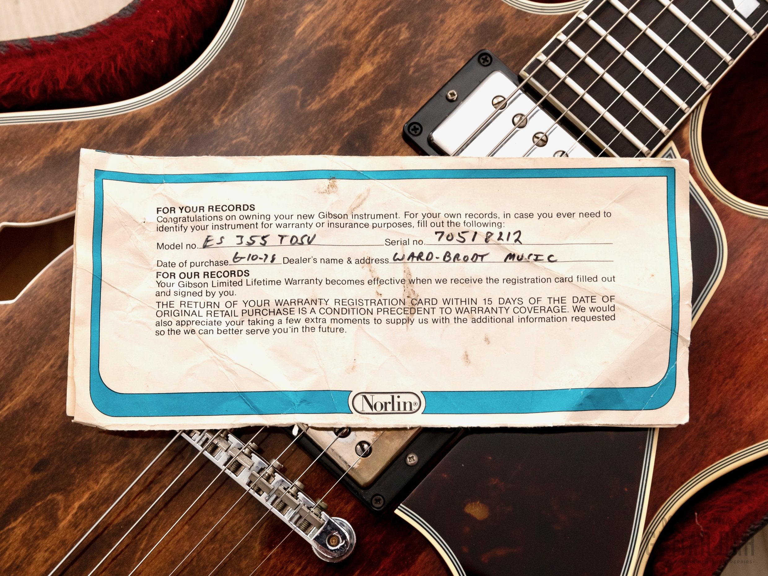 1978 Gibson ES-355 TDW Walnut, Custom Ordered Super 400 Inlay, Collector-Grade w/ Case, Tags