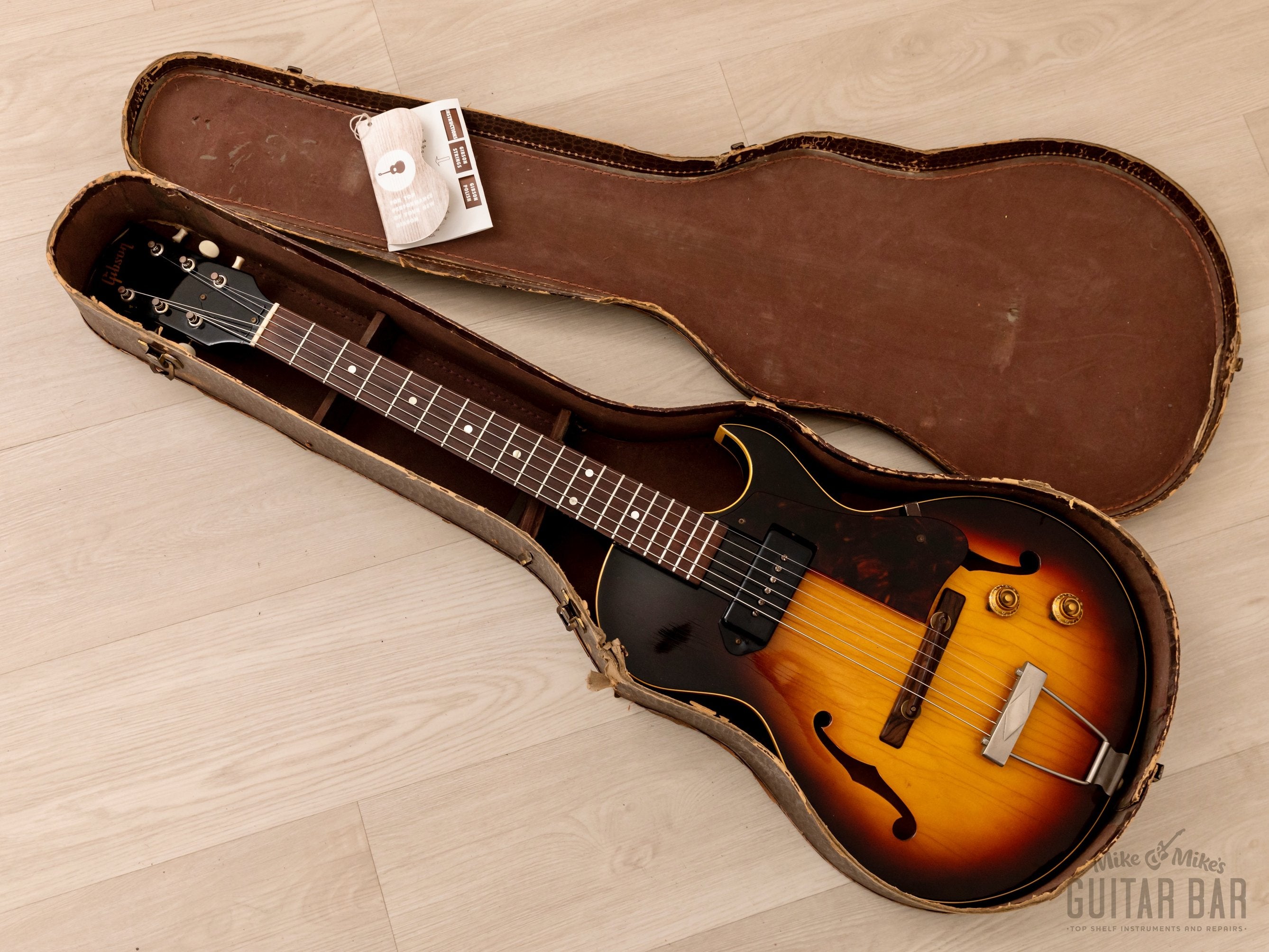 1959 Gibson ES-140T Vintage 3/4 Hollowbody Guitar Sunburst w/ P-90, Hangtag & Case