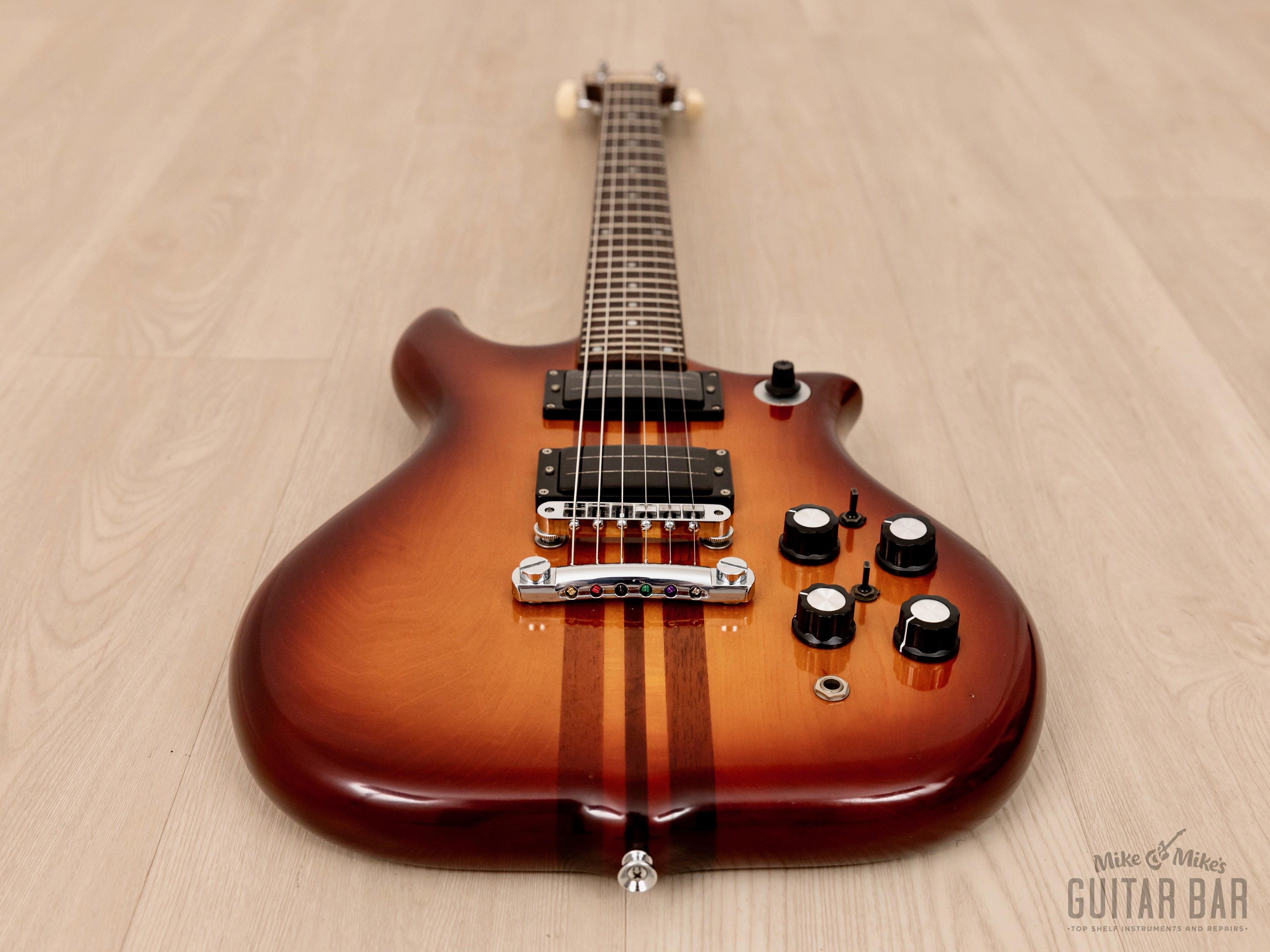 1980s Kawai F-III Vintage Neck Through Guitar Sunburst w/ Case & Active Electronics, Japan