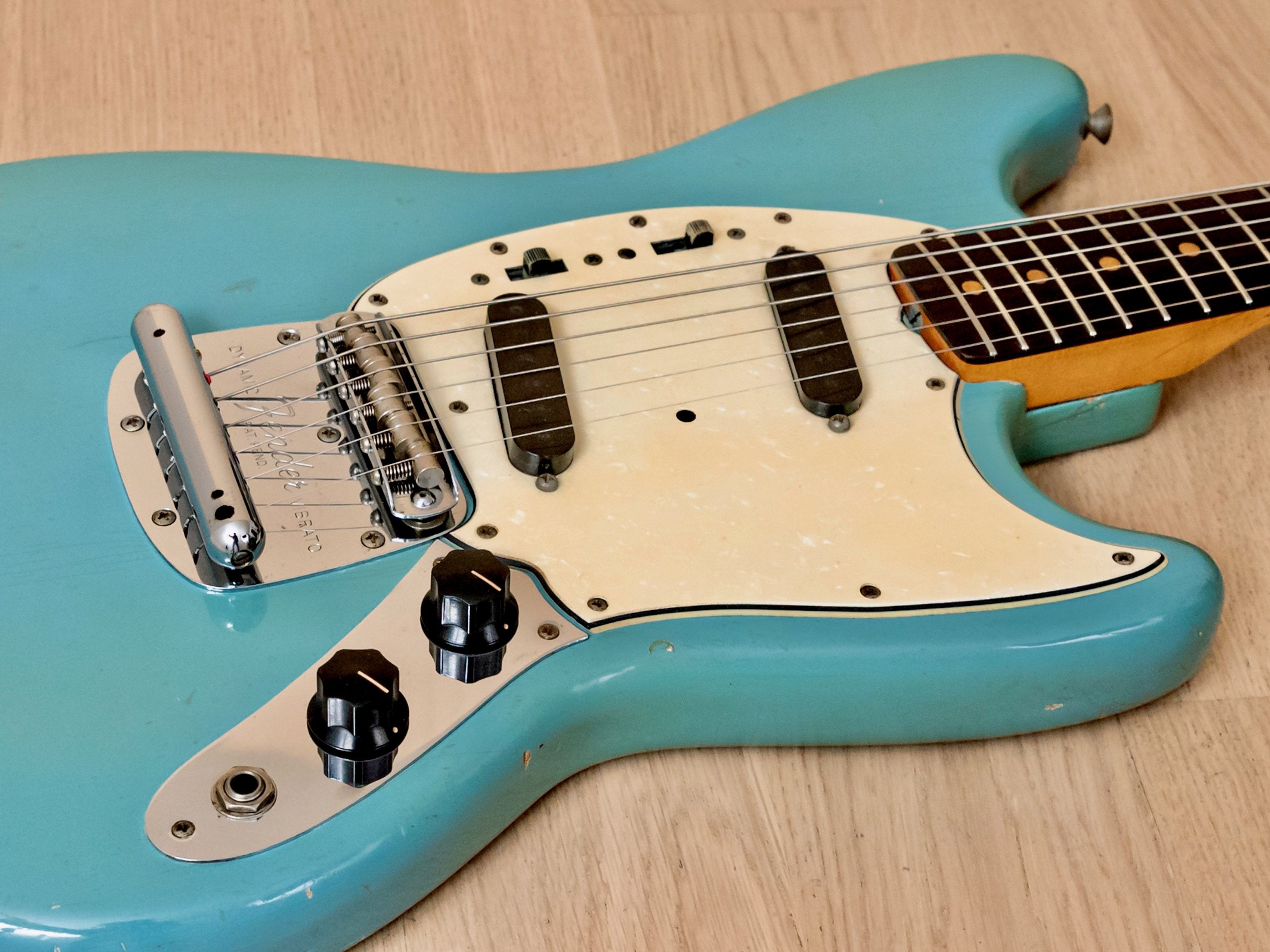 1964 Fender Mustang Vintage Pre-CBS Offset Guitar Daphne Blue, 100% Original w/ Case