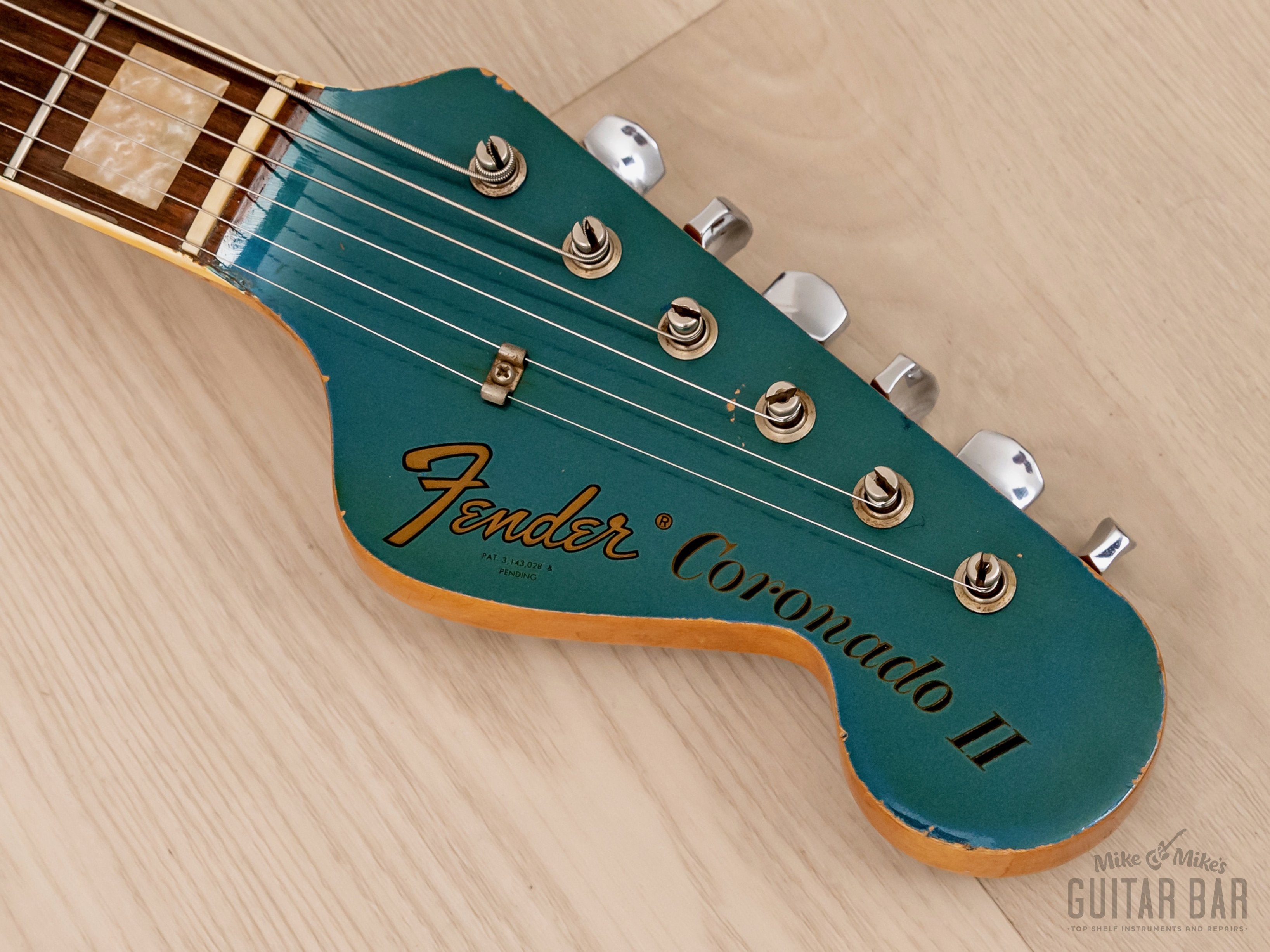 1966 Fender Coronado II Vintage Hollowbody Guitar Lake Placid Blue w/ Matching Peghead, Case